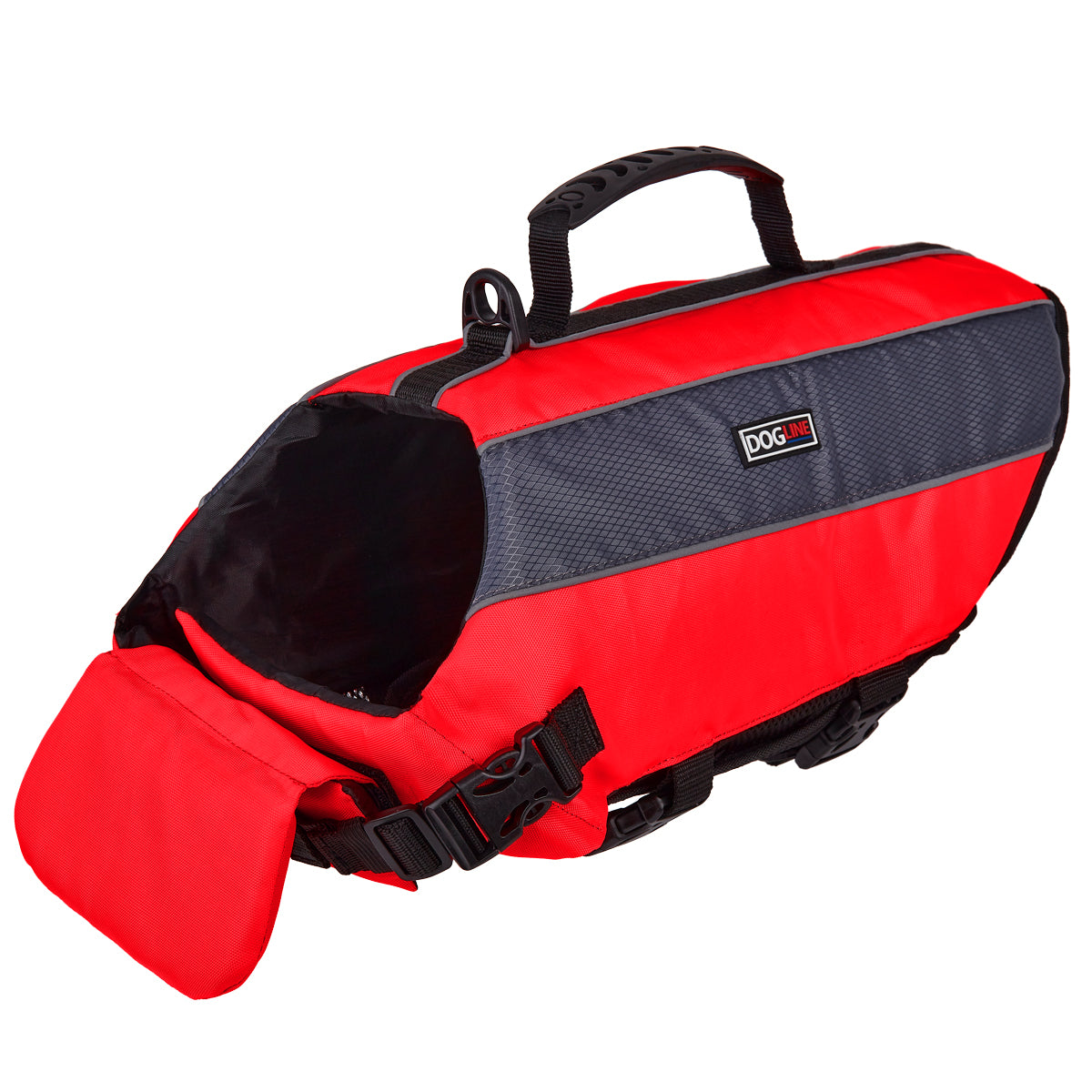 Red dog life vest
