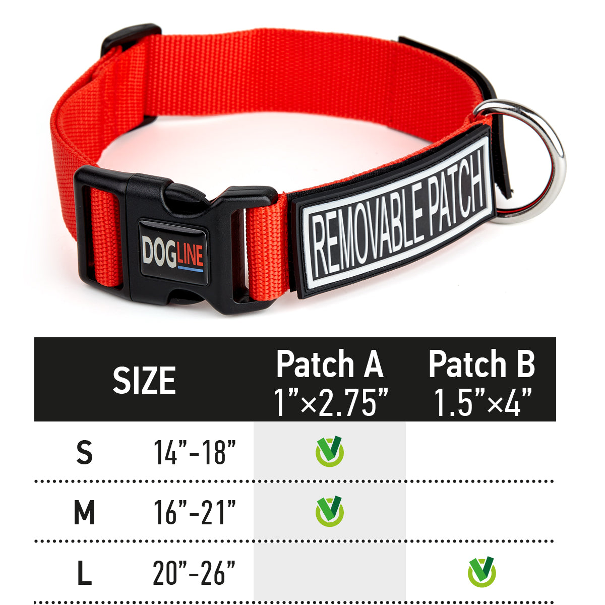 Dogline Omega Nylon Dog Collar with Space for Removable Patches