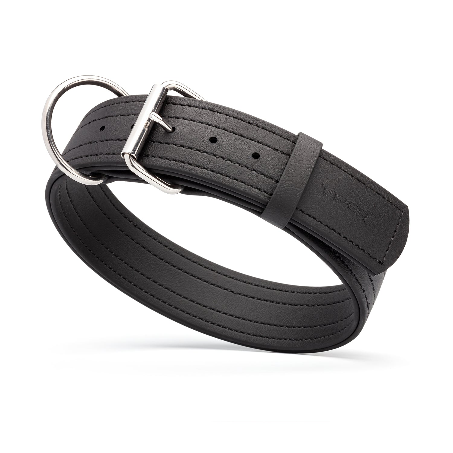 Working dog collar with stainless steel hardware, made from Biothane, 2 inches wide