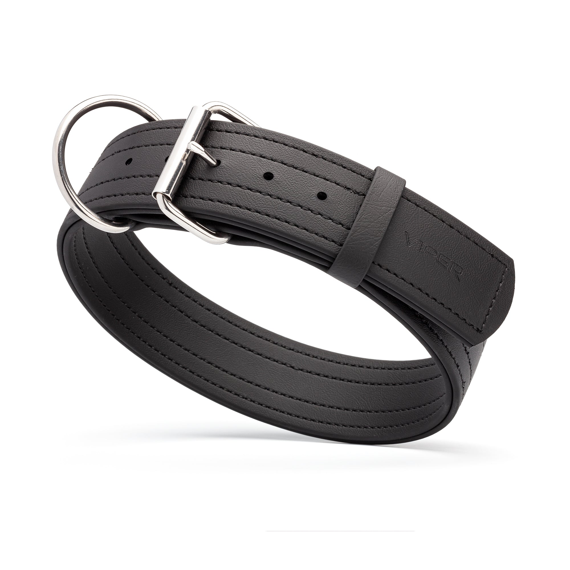 Working dog collar with stainless steel hardware, made from Biothane, 2 inches wide
