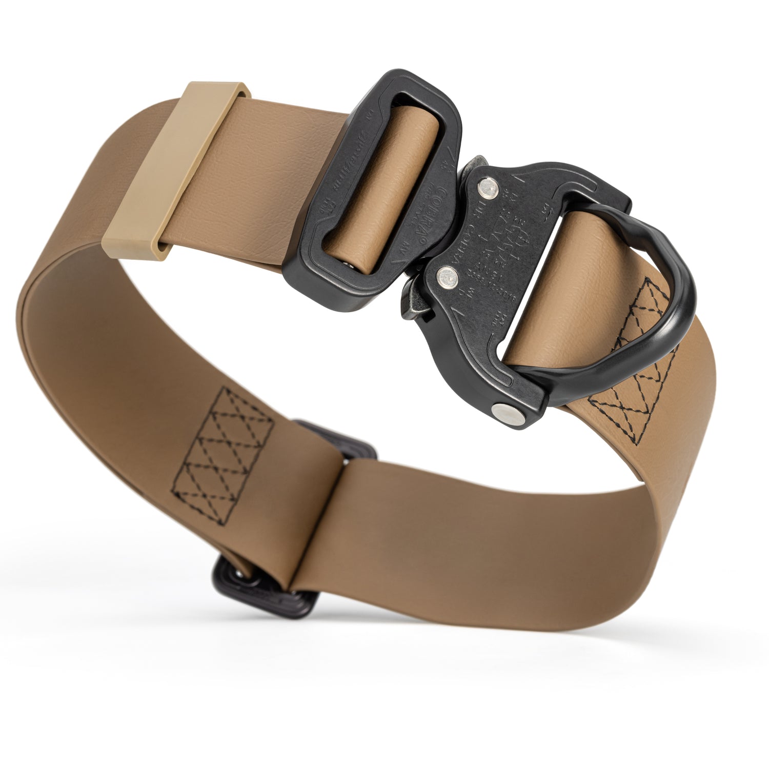 Coyote brown Biothane collar for dogs with tactical Cobra buckle, waterproof, adjustable