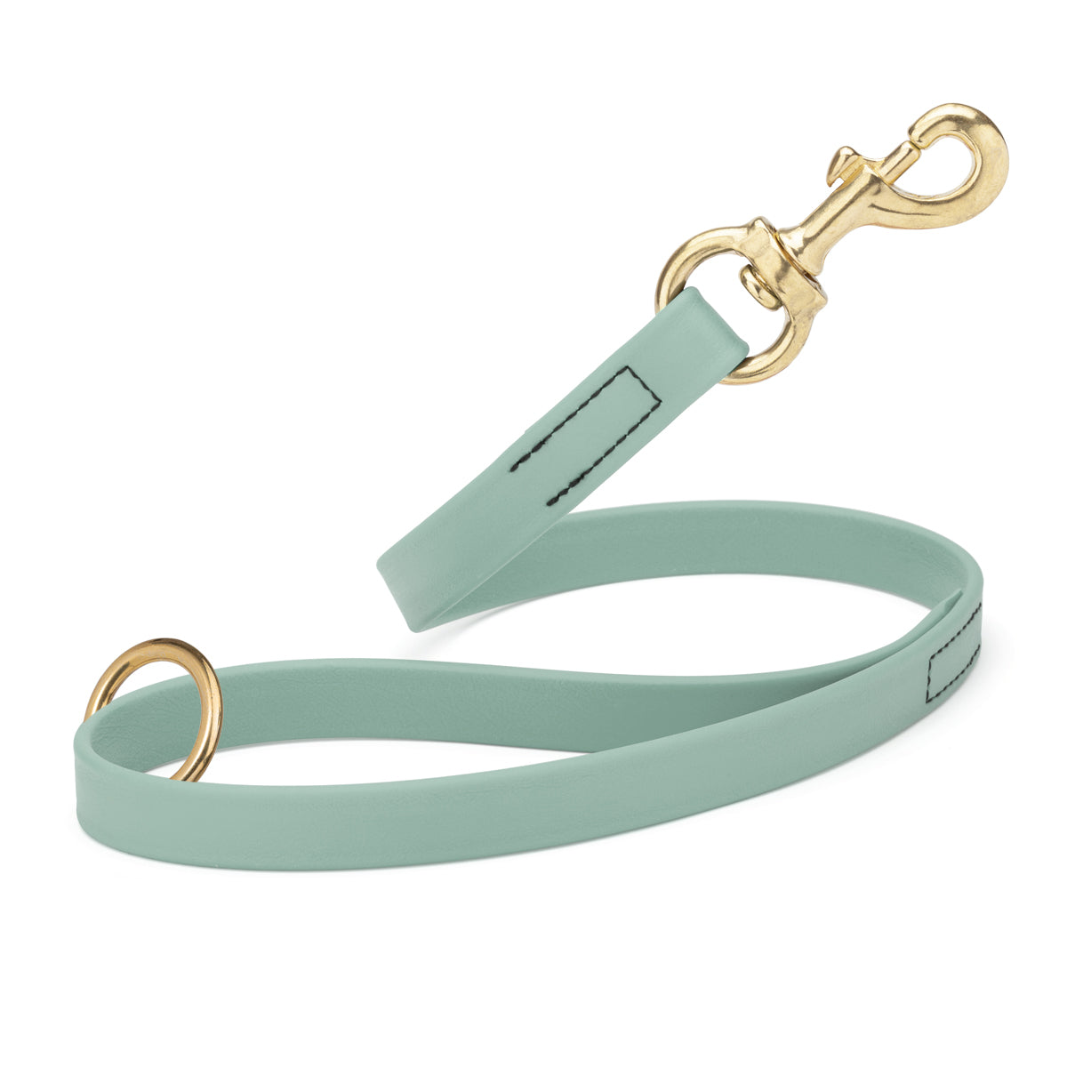 Sage Green Biothane traffic leash for dogs with brass hardware, 20 inches long