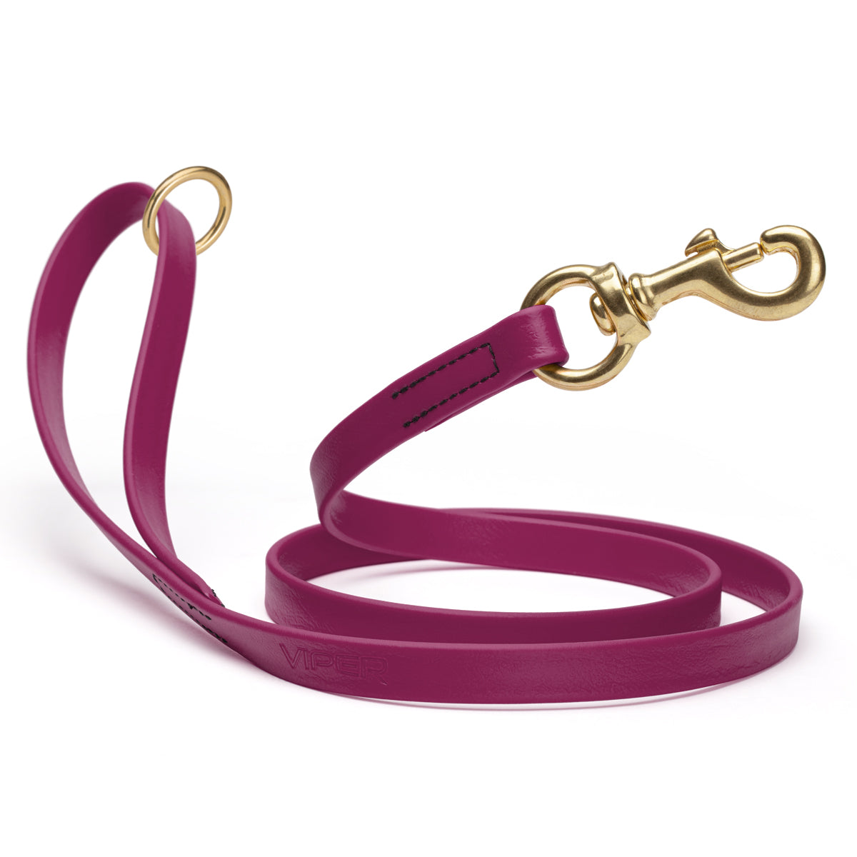 Waterproof Magenta Pink dog leash with brass hardware, 5/8 or 3/4 inch wide, made from Biothane
