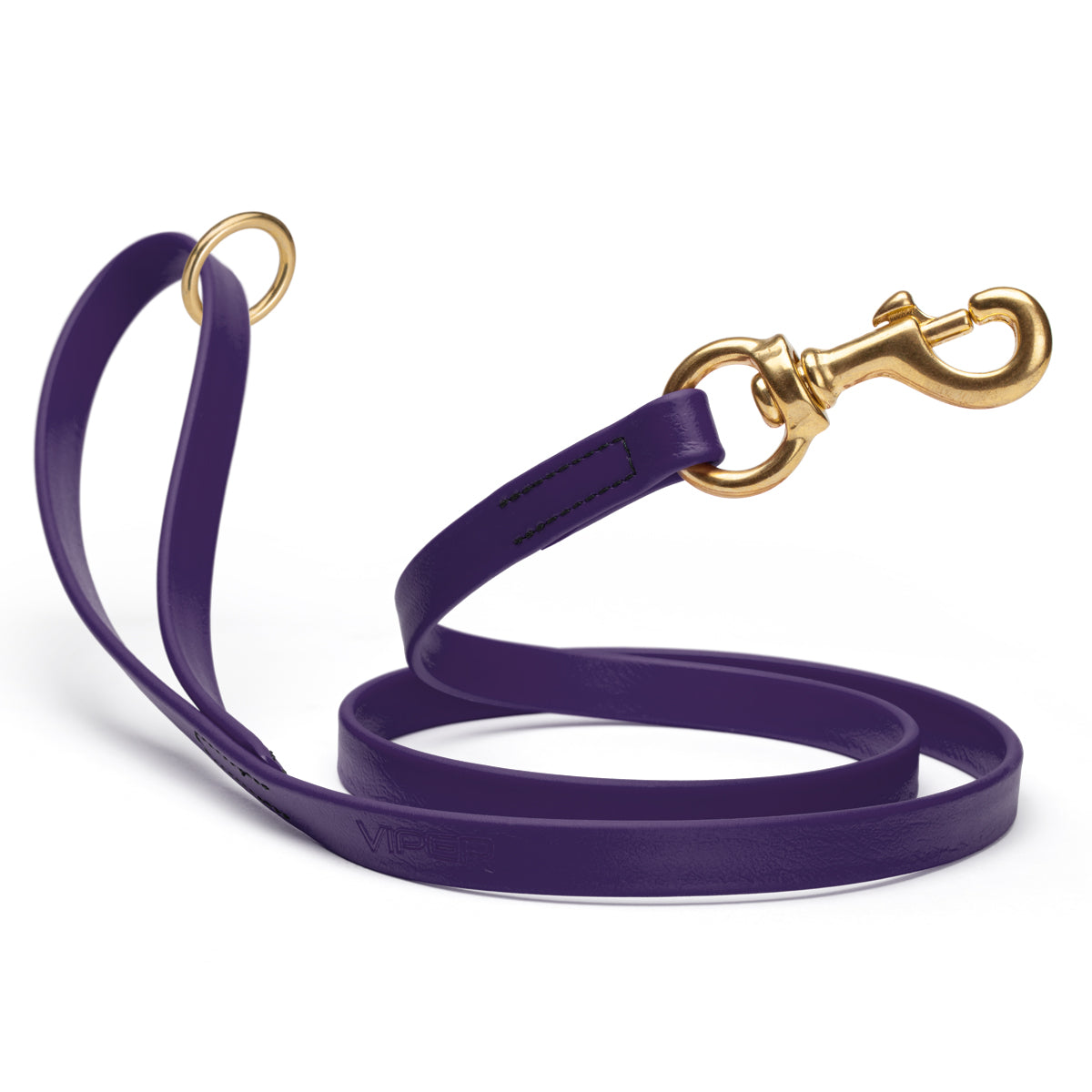 Waterproof Violet Purple dog leash with brass hardware, 5/8 or 3/4 inch wide, made from Biothane