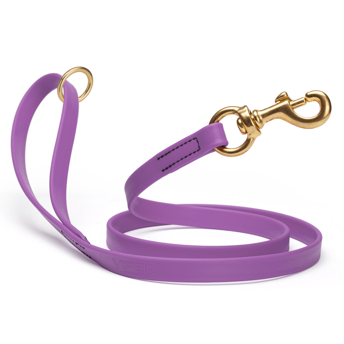 Waterproof Amethyst Purple dog leash with brass hardware, 5/8 or 3/4 inch wide, made from Biothane