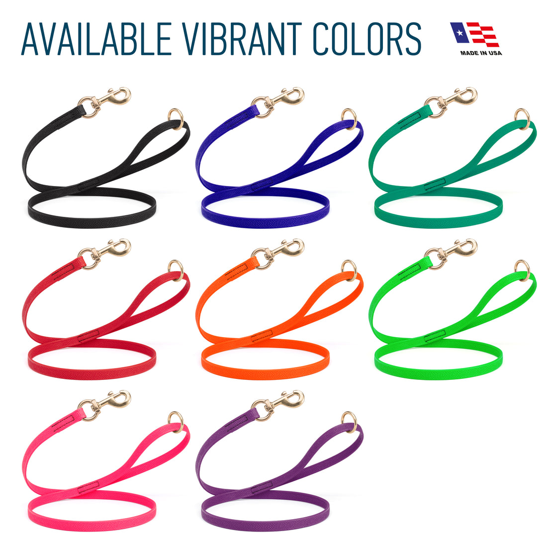 Viper Pebble Emboss BioThane Dog Leash with Solid Brass Hardware