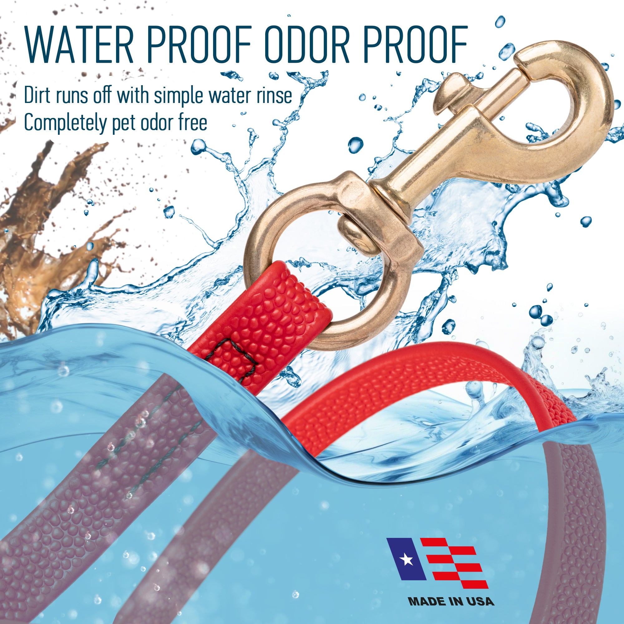 Viper Pebble Emboss BioThane Dog Leash with Solid Brass Hardware