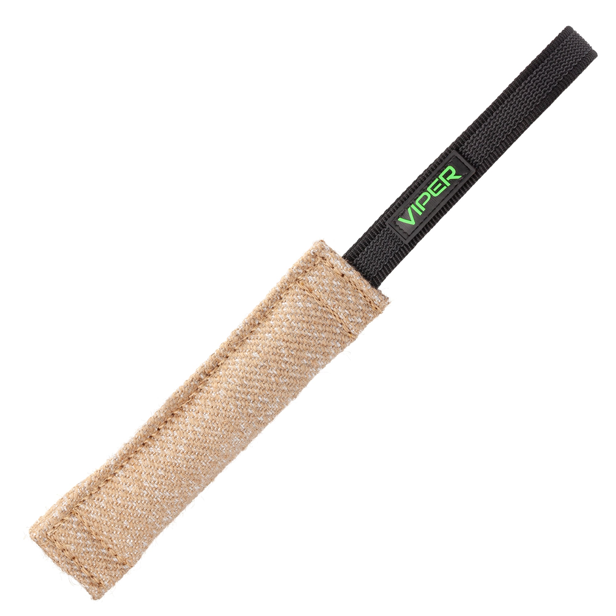 Jute dog tug toy with one handle, 8 inches long