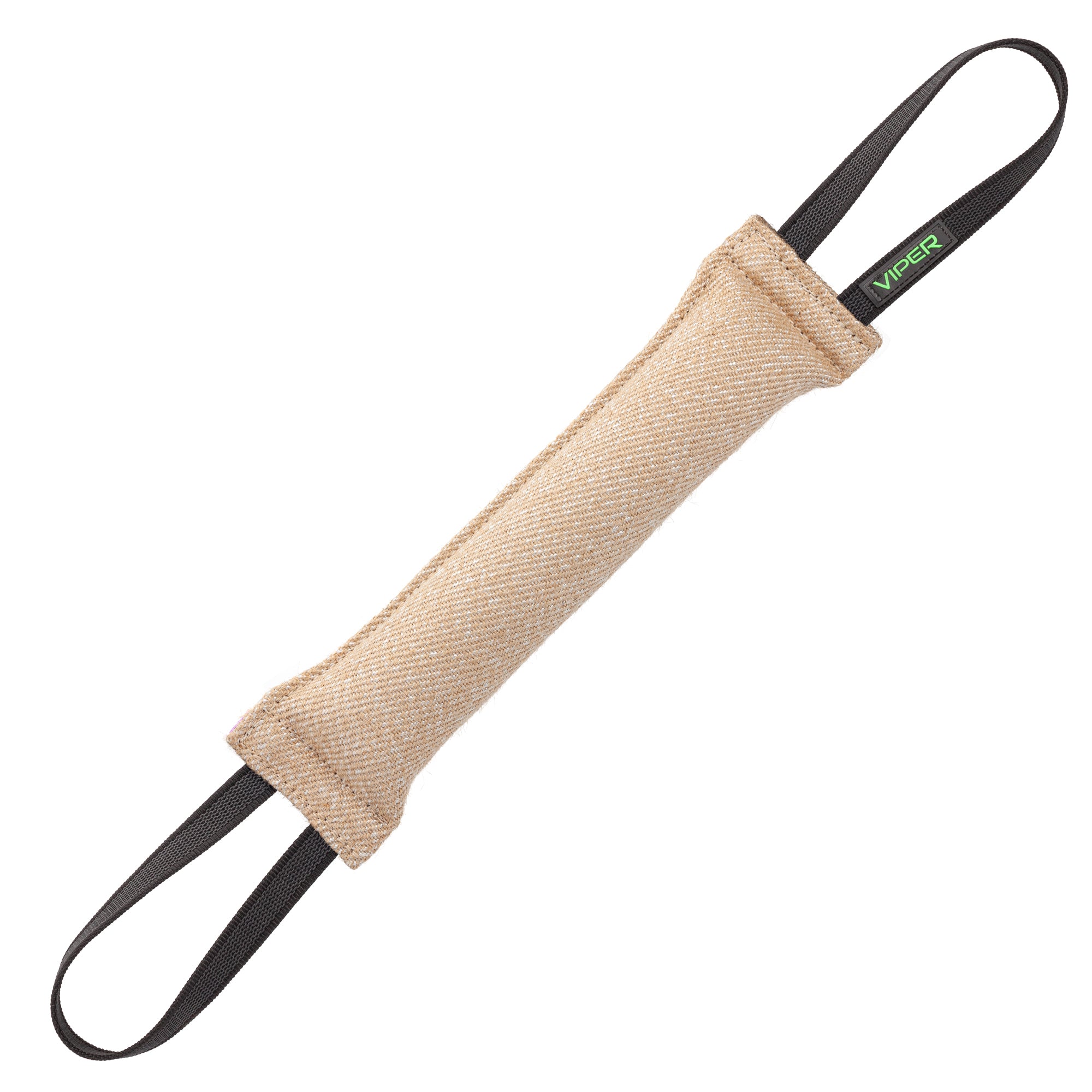 Jute dog tug toy with two handles, 16 inches long