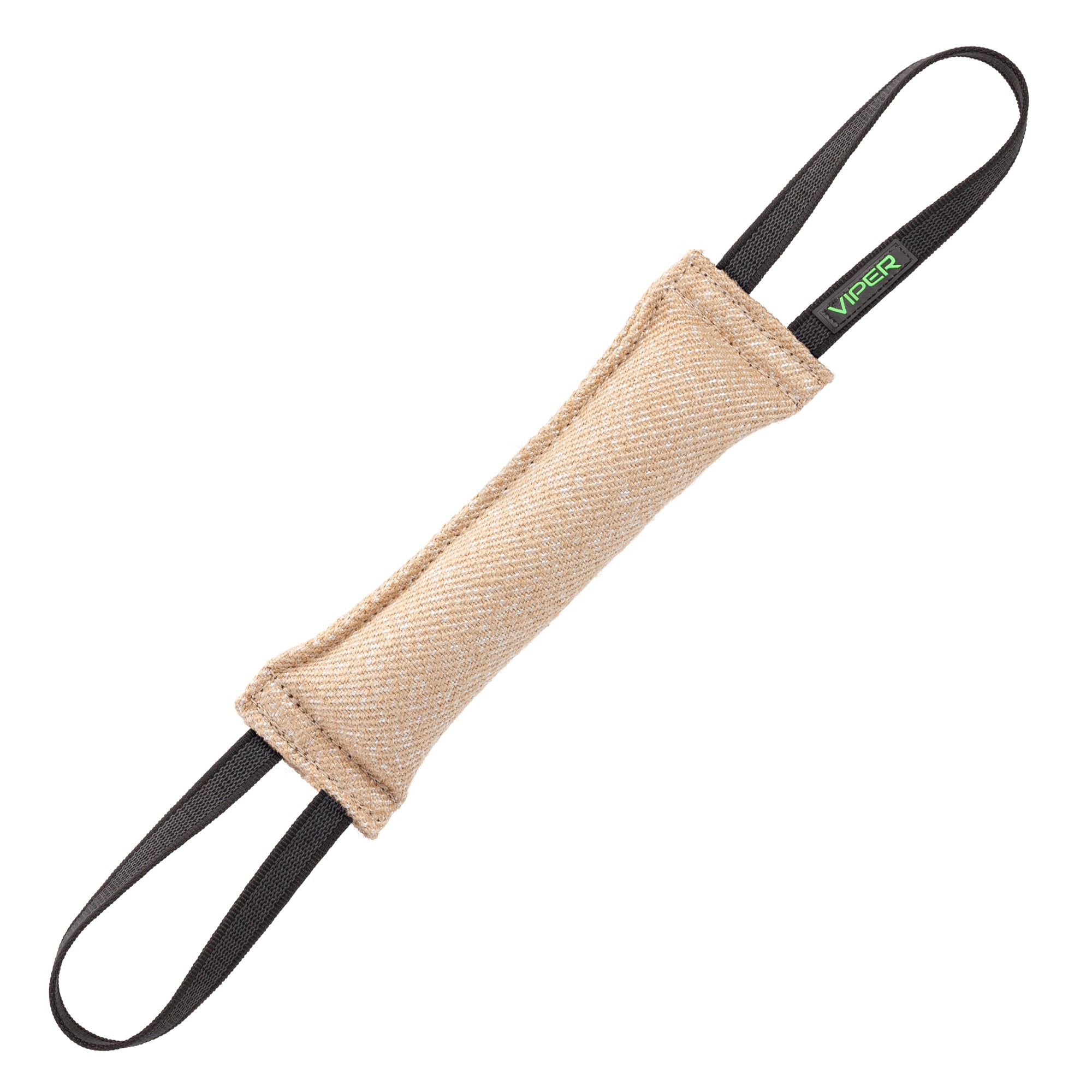 Jute dog tug toy with two handles, 12 inches long