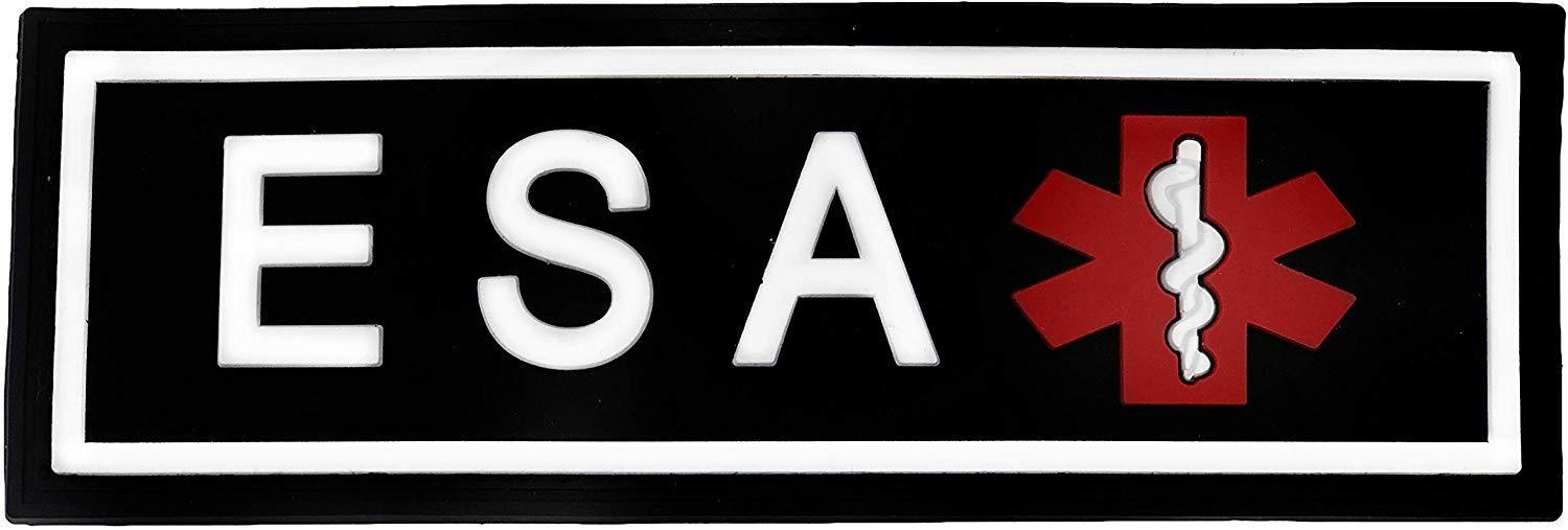 ESA rubber patch for dog harness, vest or dog collar, hook and loop fastener type