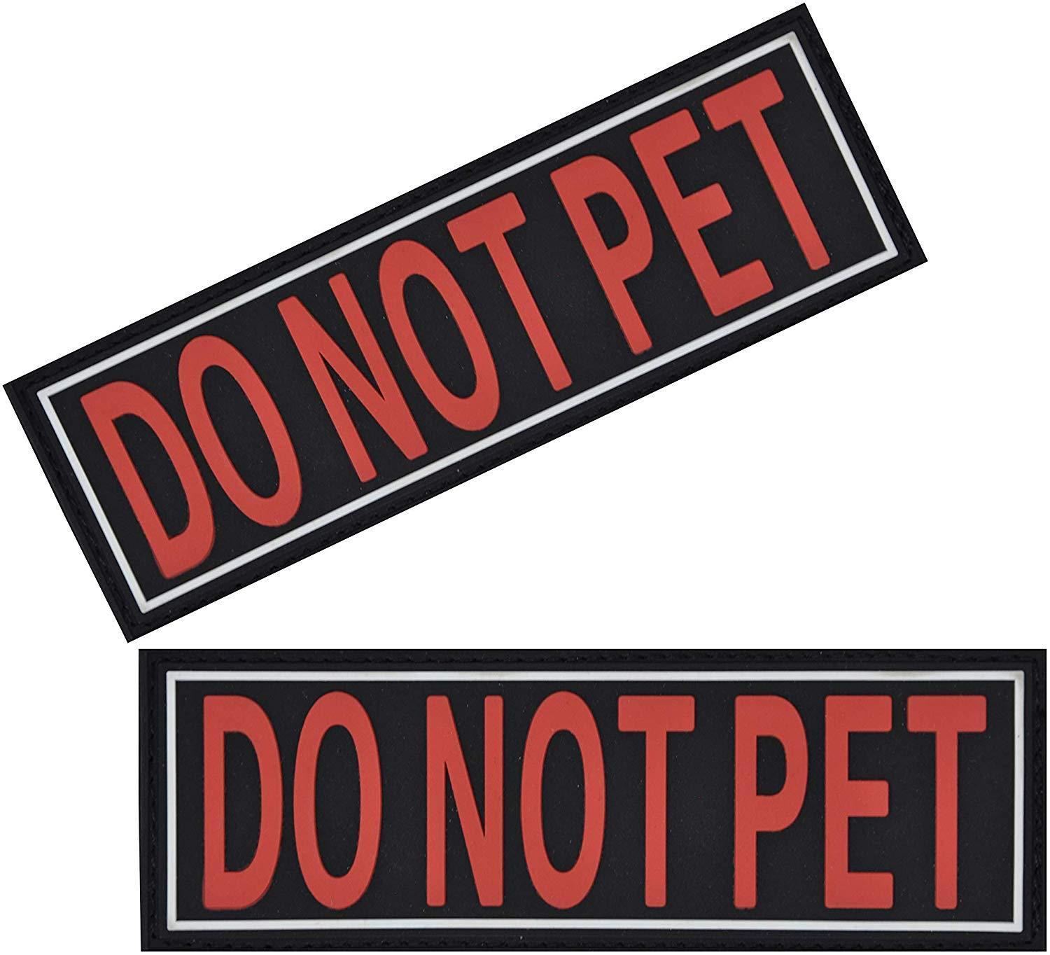 Do Not Pet rubber patches for dog harness, vest or dog collar, hook and loop fastener type, set of two