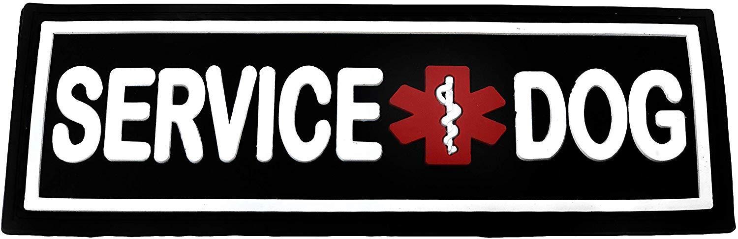 Service Dog rubber patch for dog harness, vest or dog collar, hook and loop fastener type