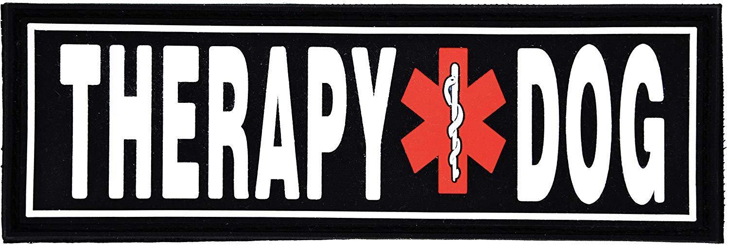 Therapy Dog rubber patch for dog harness, vest or dog collar, hook and loop fastener type