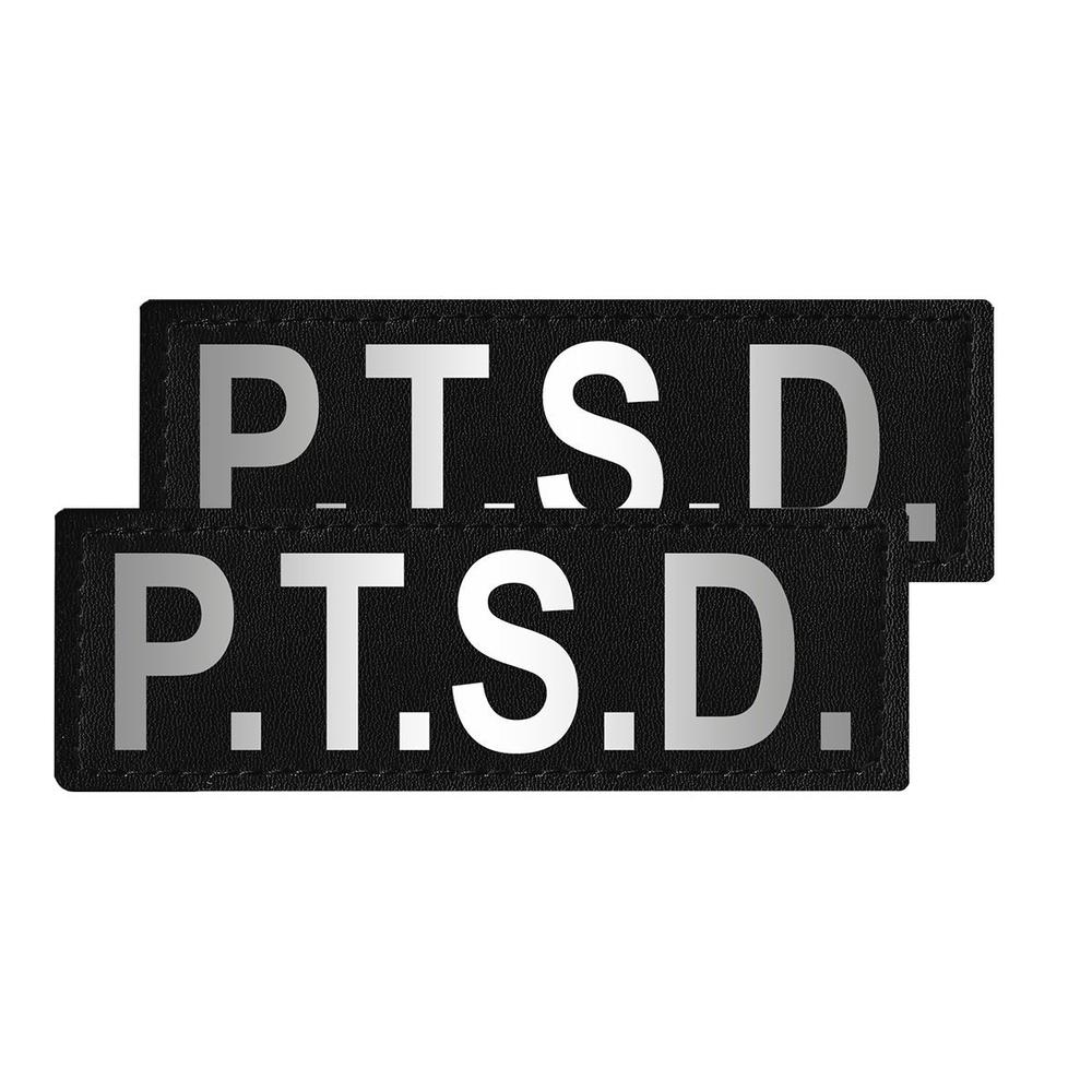 PTSD reflective patches with hook backing for dog harness, dog vest or dog collar