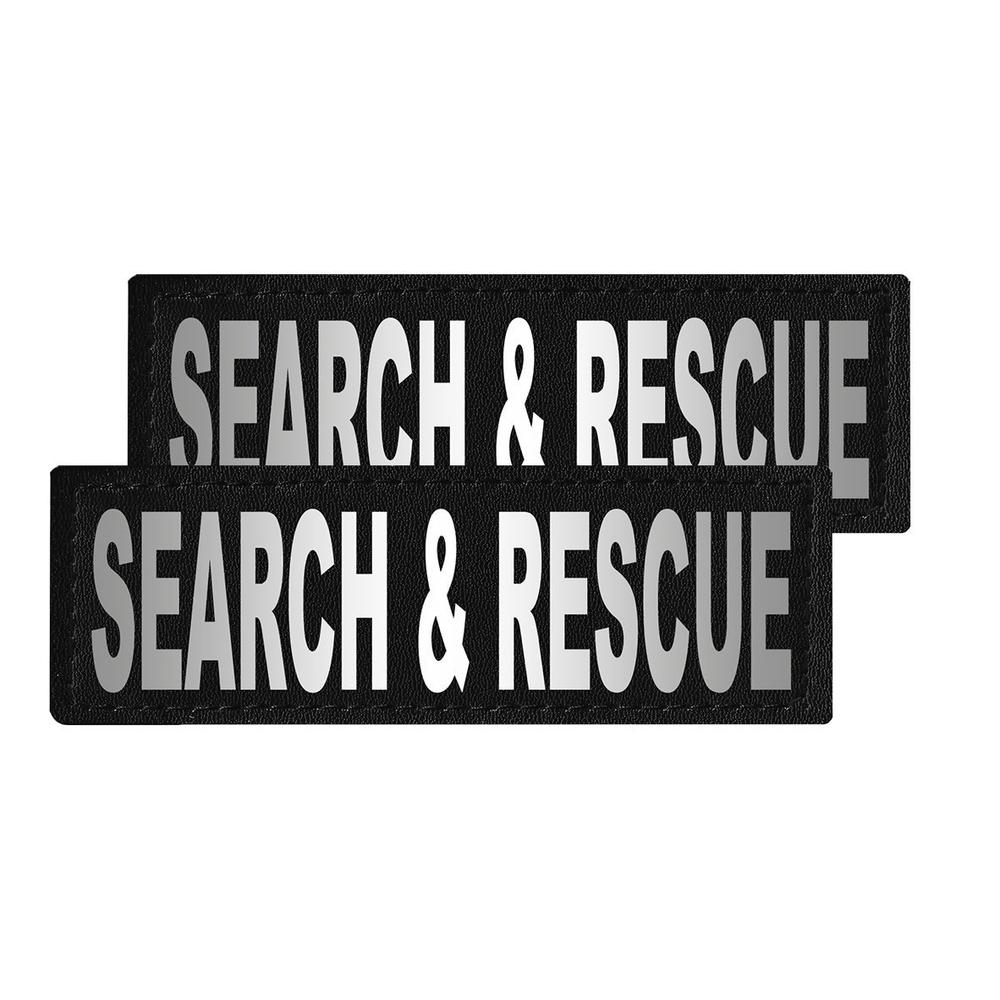 Search and Rescue reflective patches with hook backing for dog harness, dog vest or dog collar