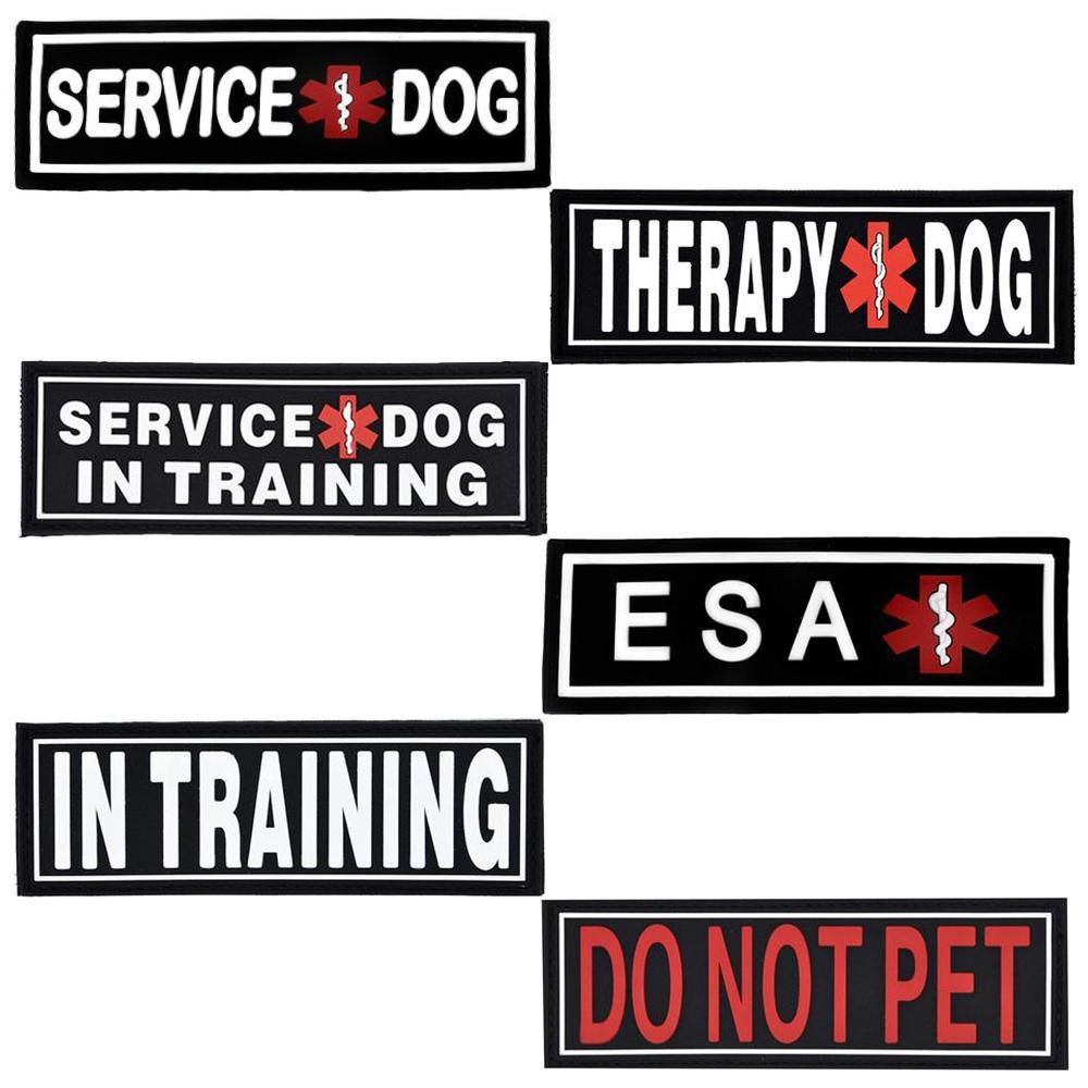 Hook and loop patches with 3D letters for dog harness, vest or collar, made from rubber