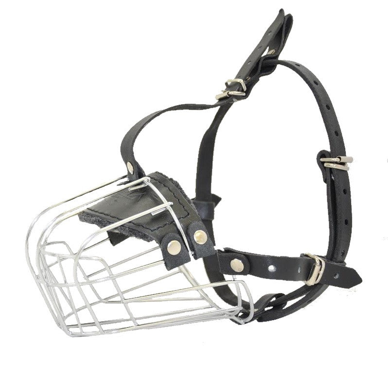 Metal wire basket dog muzzle with padded snout