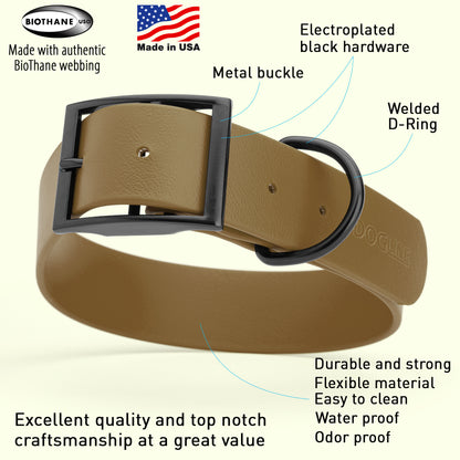 Dogline Biothane Waterproof Collar -  1.5&quot; Wide, Size L (16 to 20 inches)