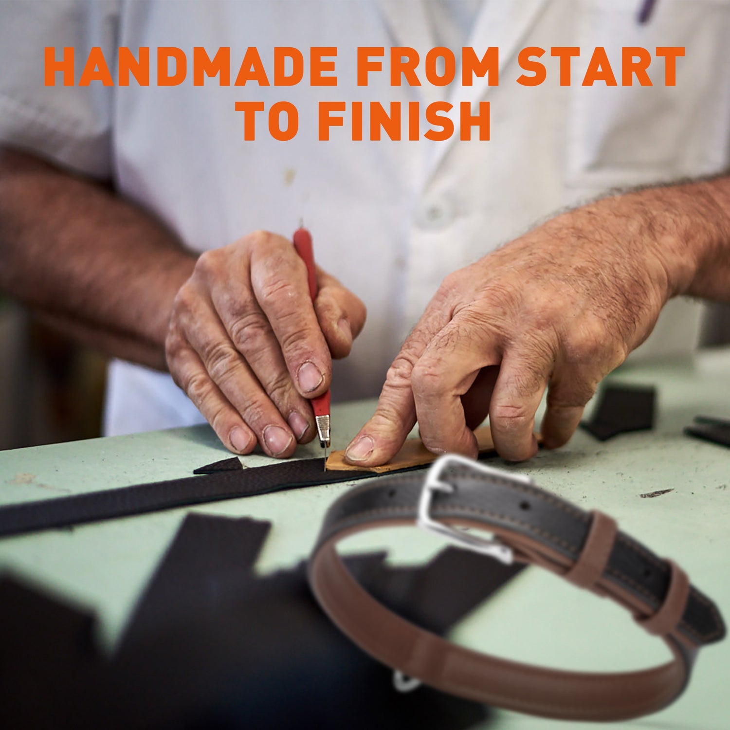 Dogline Soft Leather Dual-Color Flat Dog Collar