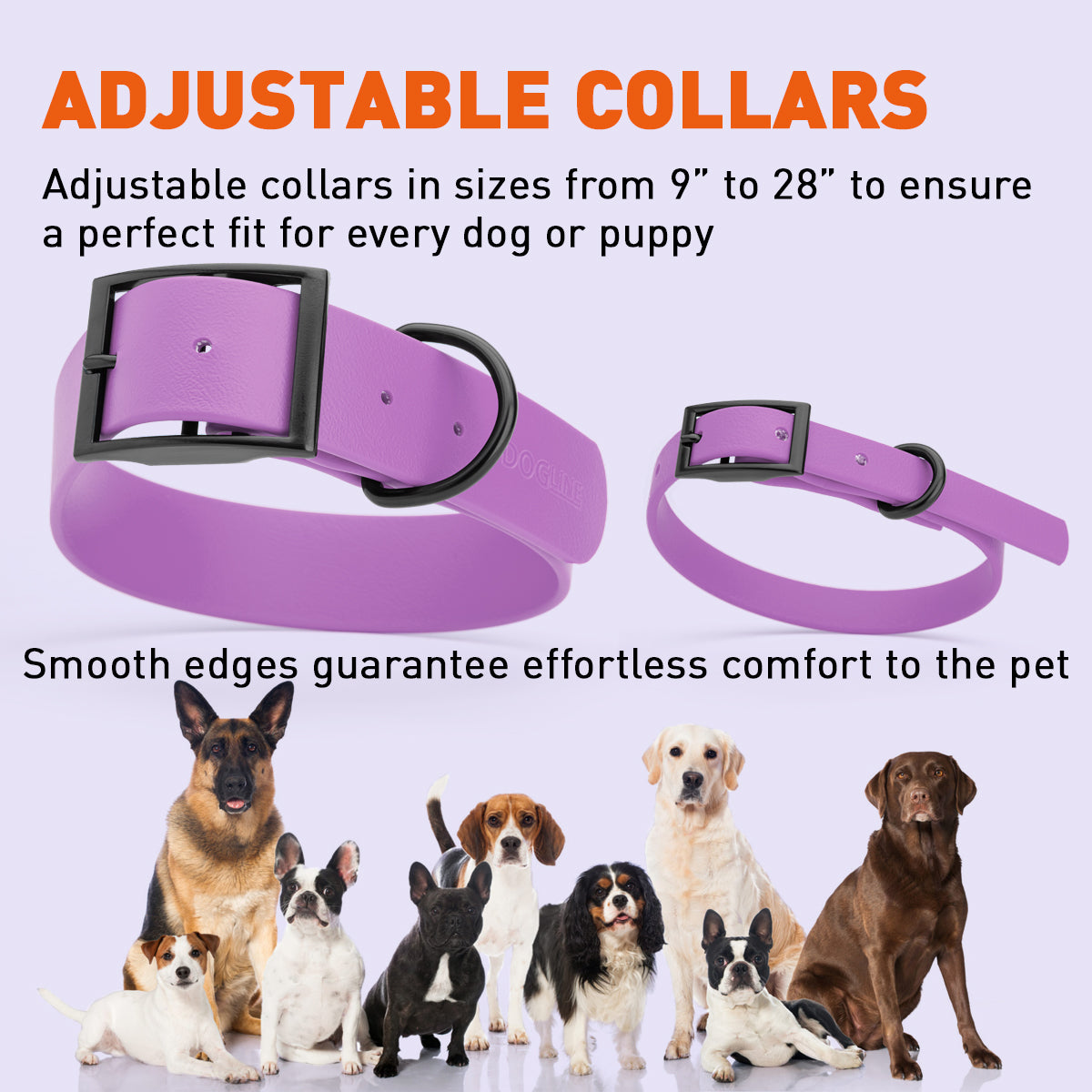 Dogline Biothane Waterproof Collar -  1.5&quot; Wide, Size L (16 to 20 inches)