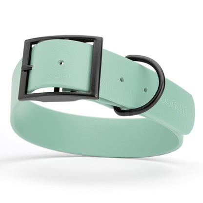 Sage Green waterproof collar for large dogs with black hardware, made from Biothane, width: 1.5 inches 