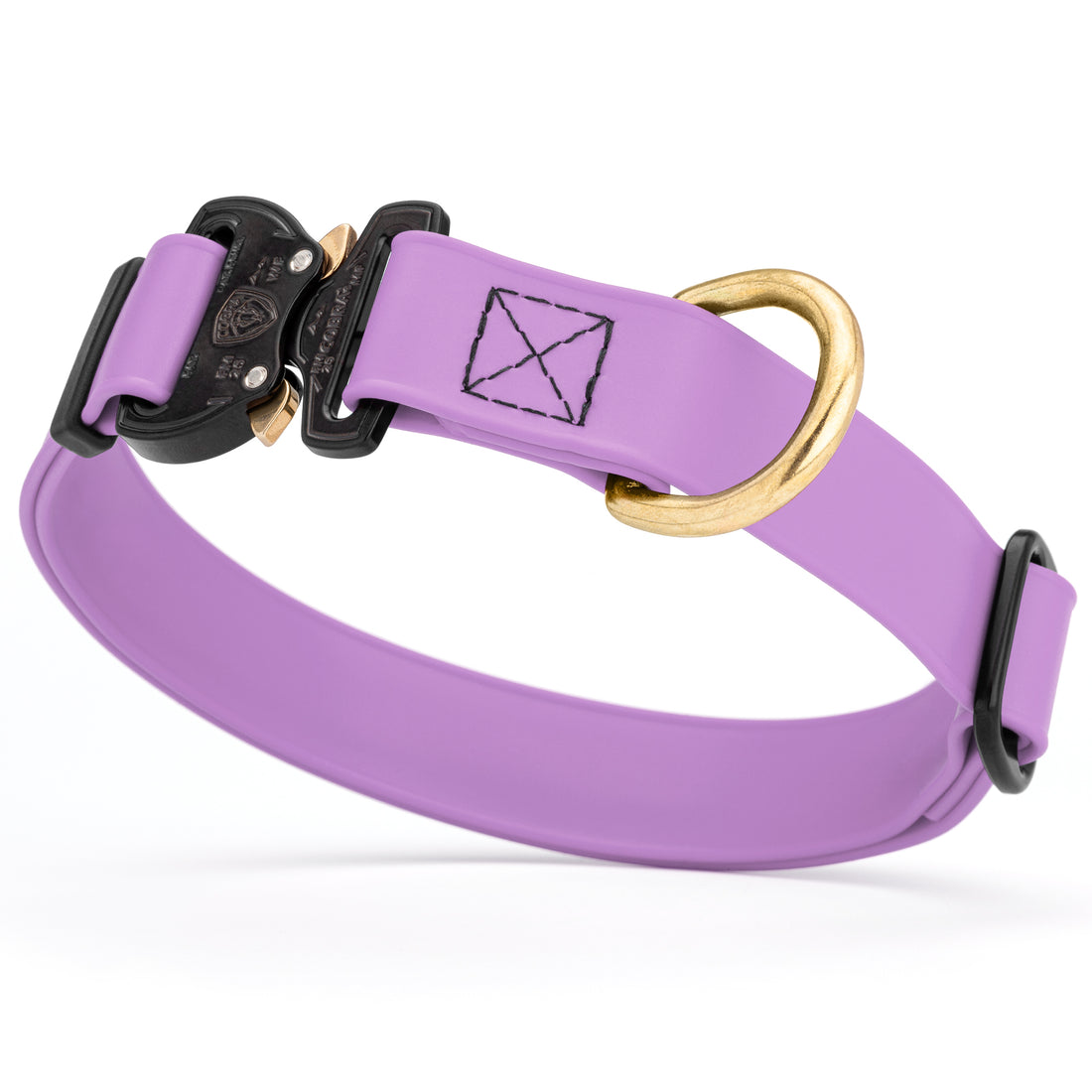 Amethyst Purple Biothane collar for medium and large dogs with Cobra metal buckle and brass D-ring, adjustable and waterproof 