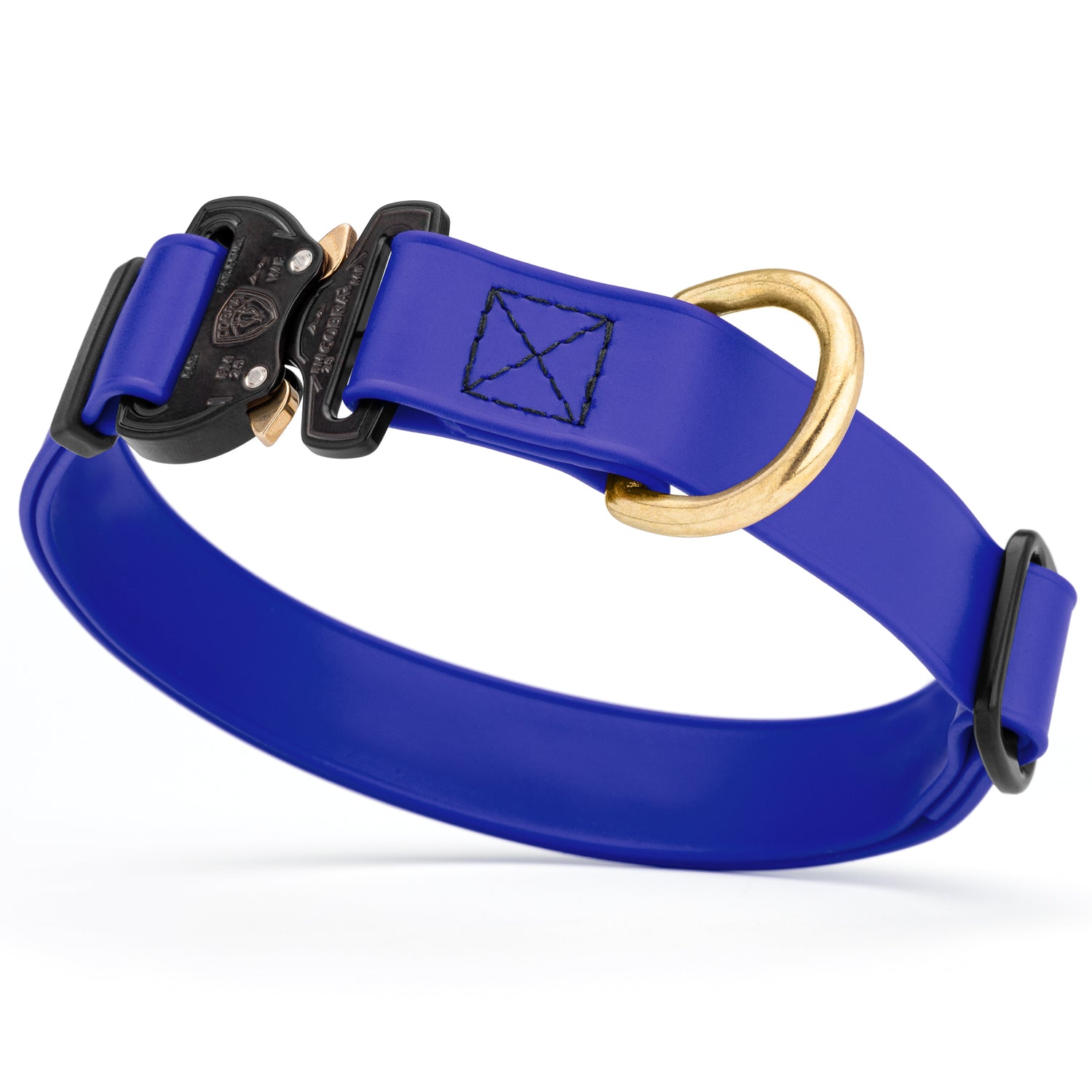 Blueberry Biothane collar for medium and large dogs with Cobra metal buckle and brass D-ring, adjustable and waterproof 