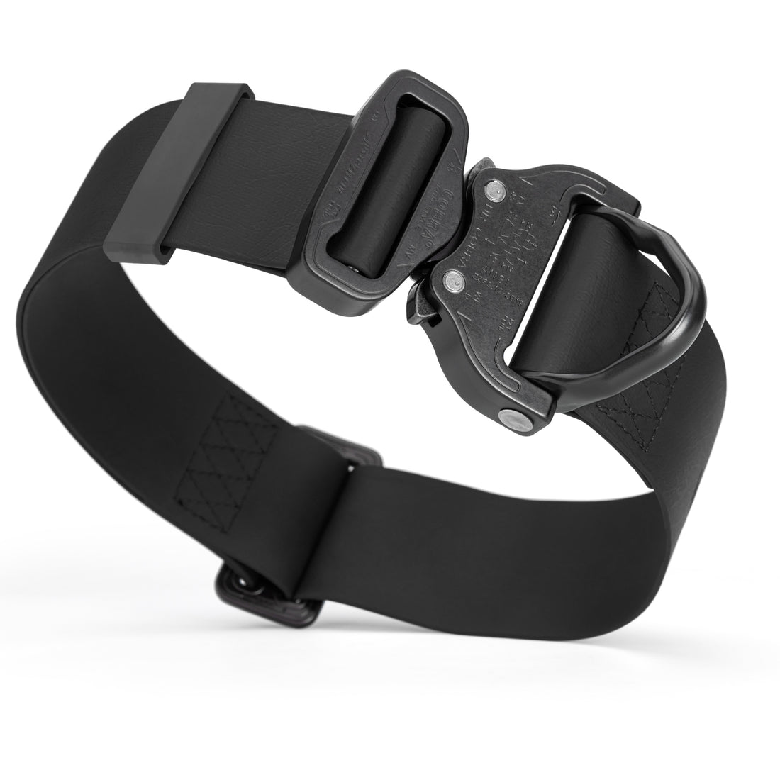 Black Biothane collar for dogs with tactical Cobra buckle, waterproof, adjustable