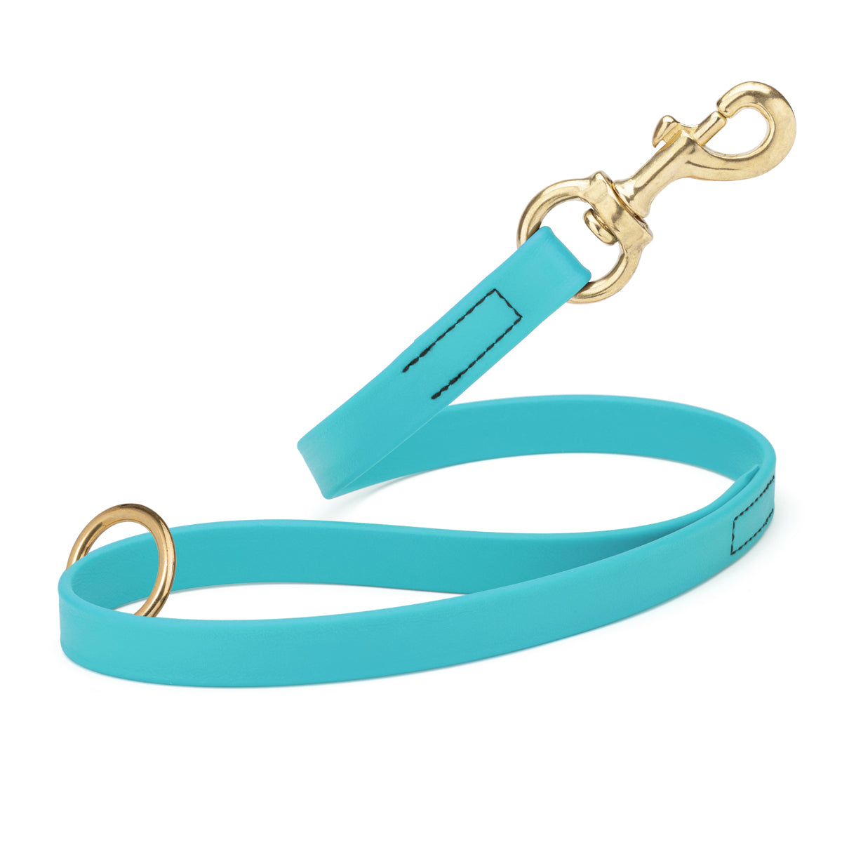 Sky Blue Biothane traffic leash for dogs with brass hardware, 20 inches long