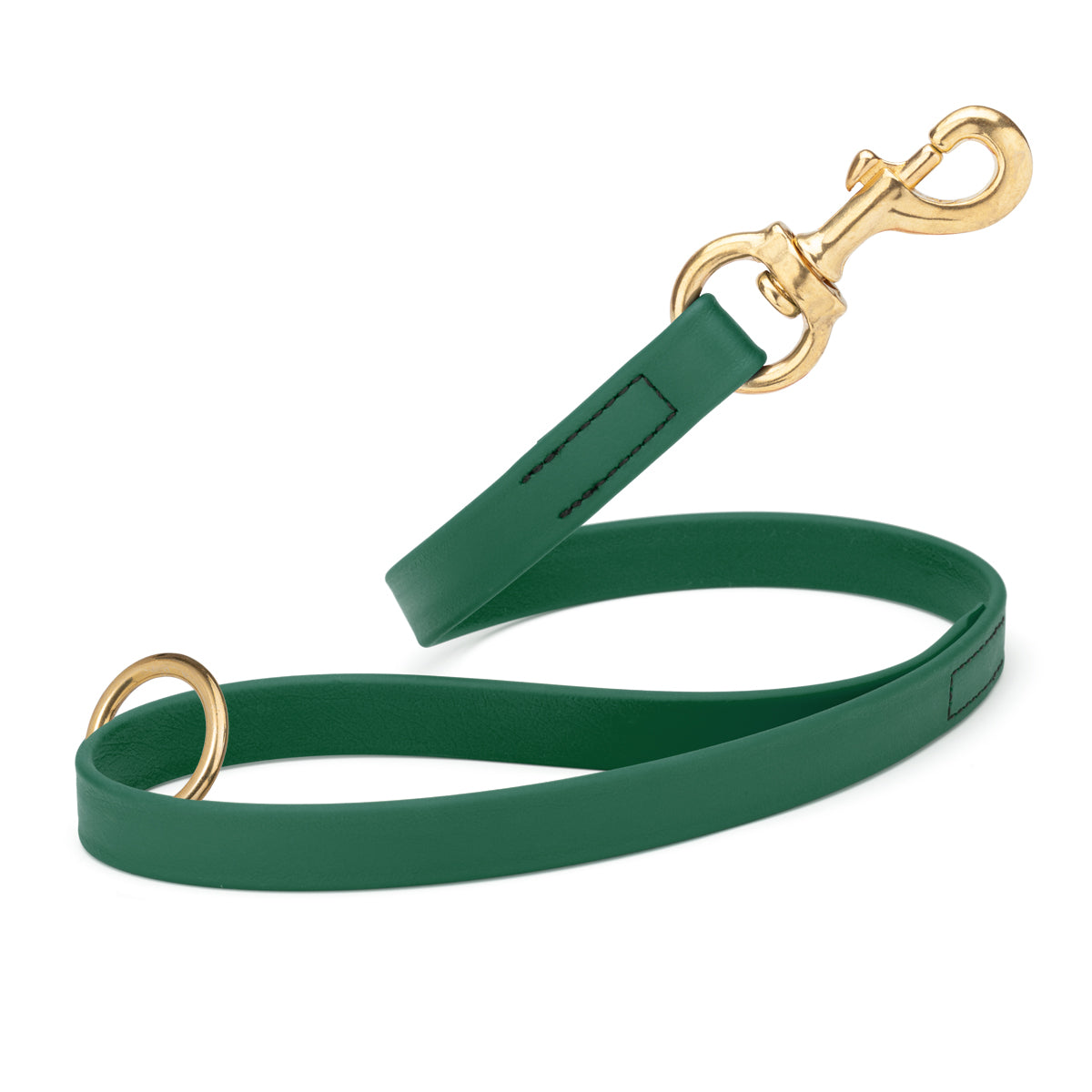 Hunter Green Biothane traffic leash for dogs with brass hardware, 20 inches long