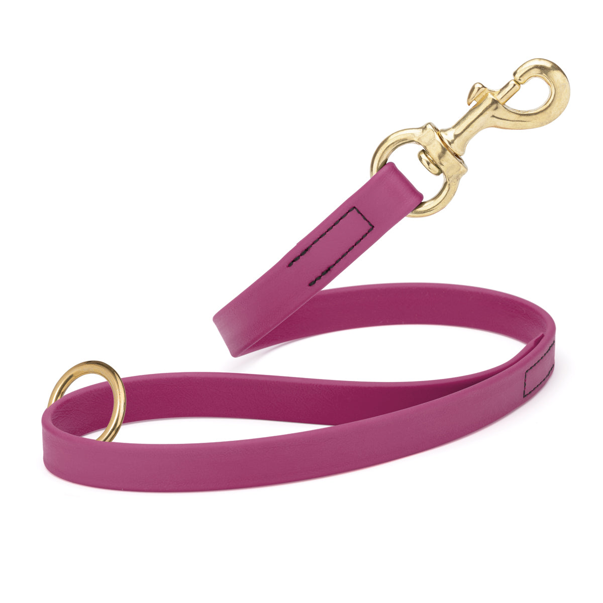 Magenta Pink Biothane traffic leash for dogs with brass hardware, 20 inches long