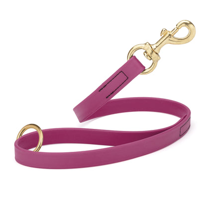 Magenta Pink Biothane traffic leash for dogs with brass hardware, 20 inches long