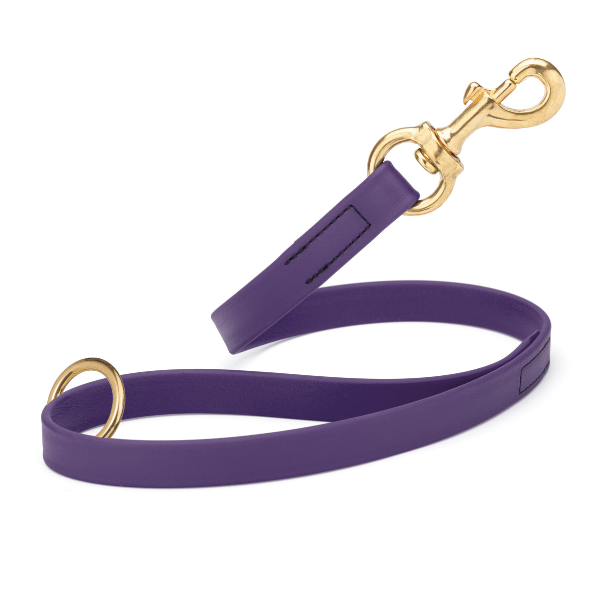 Violet Purple Biothane traffic leash for dogs with brass hardware, 20 inches long