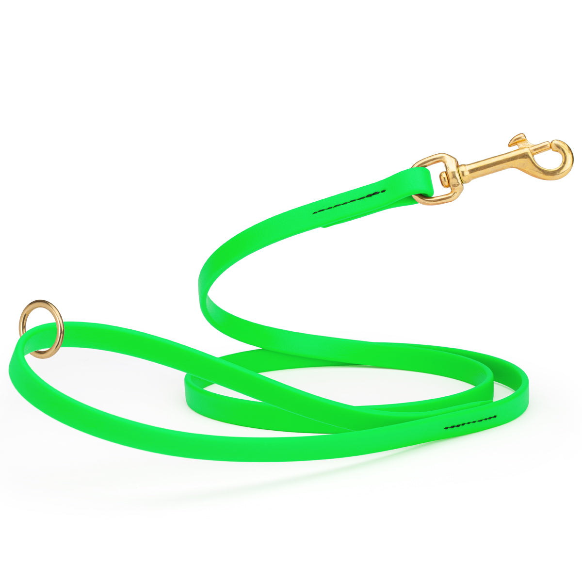 4ft dog leash made from waterproof Biothane, brass hardware, 1/2 inch wide, Tropical Green