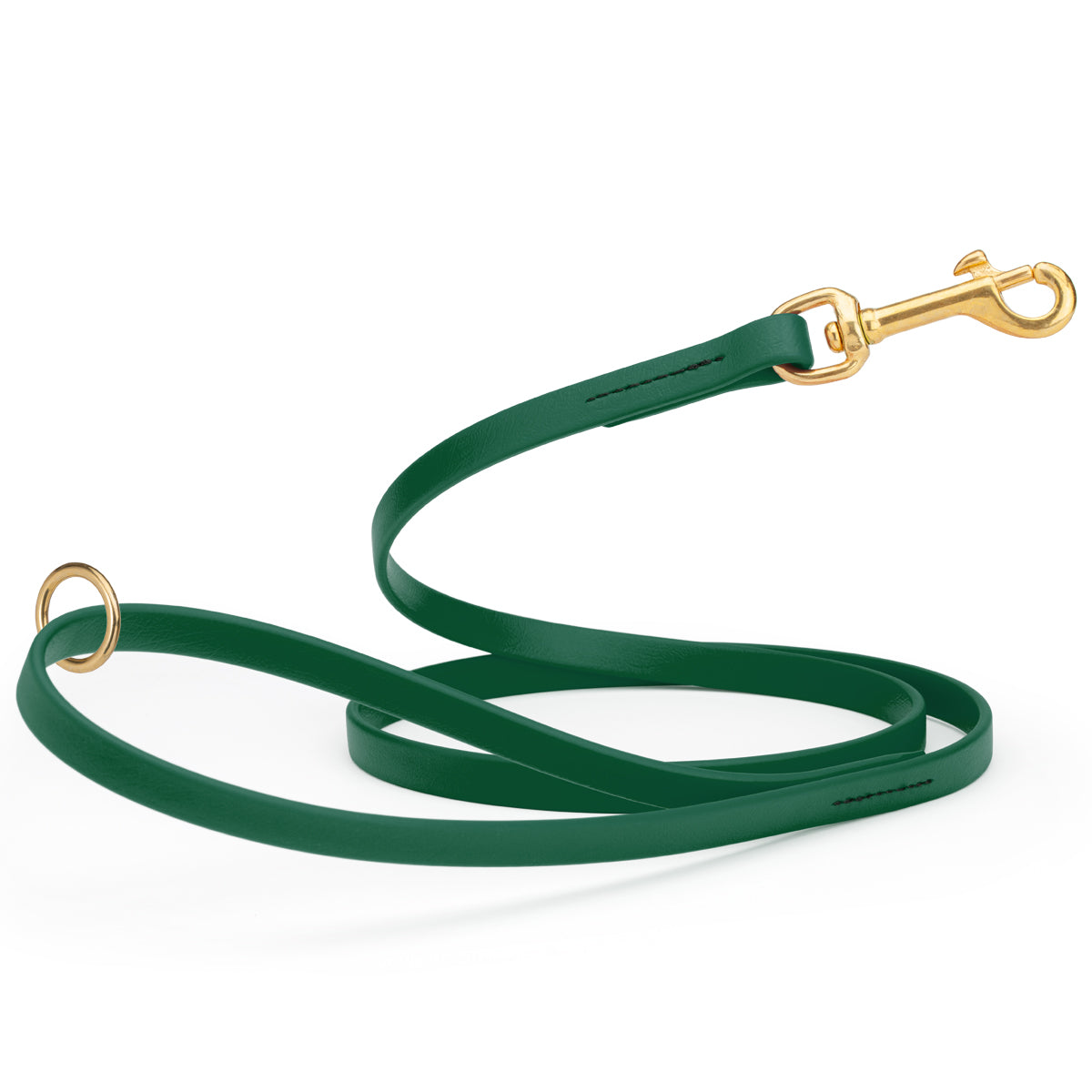 4ft dog leash made from waterproof Biothane, brass hardware, 1/2 inch wide, Hunter Green