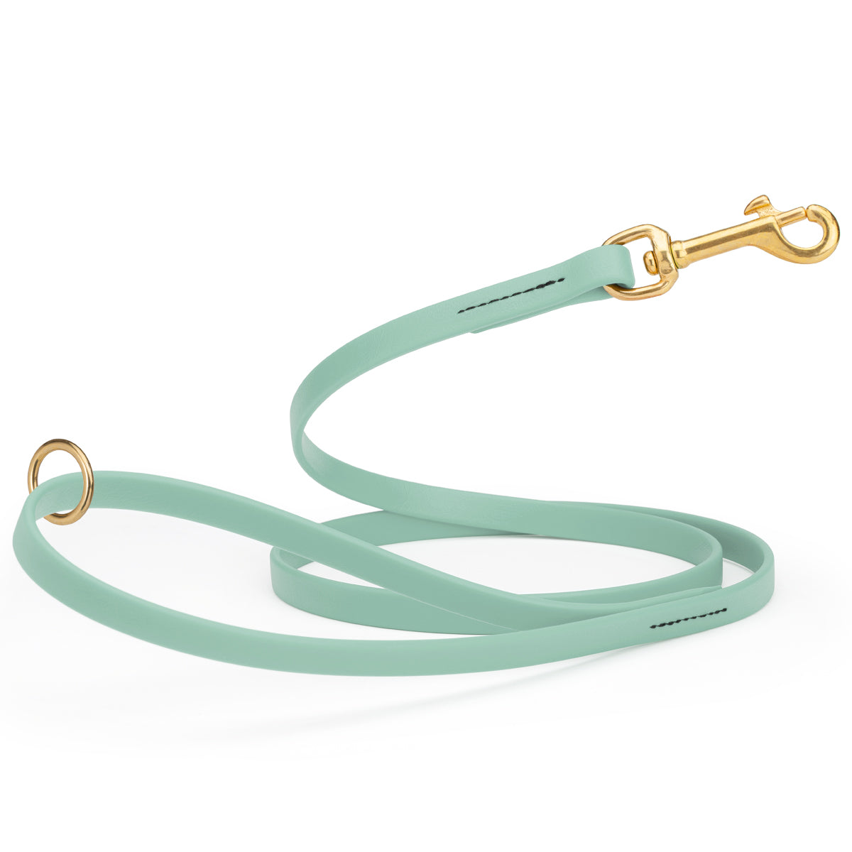4ft dog leash made from waterproof Biothane, brass hardware, 1/2 inch wide, Sage Green