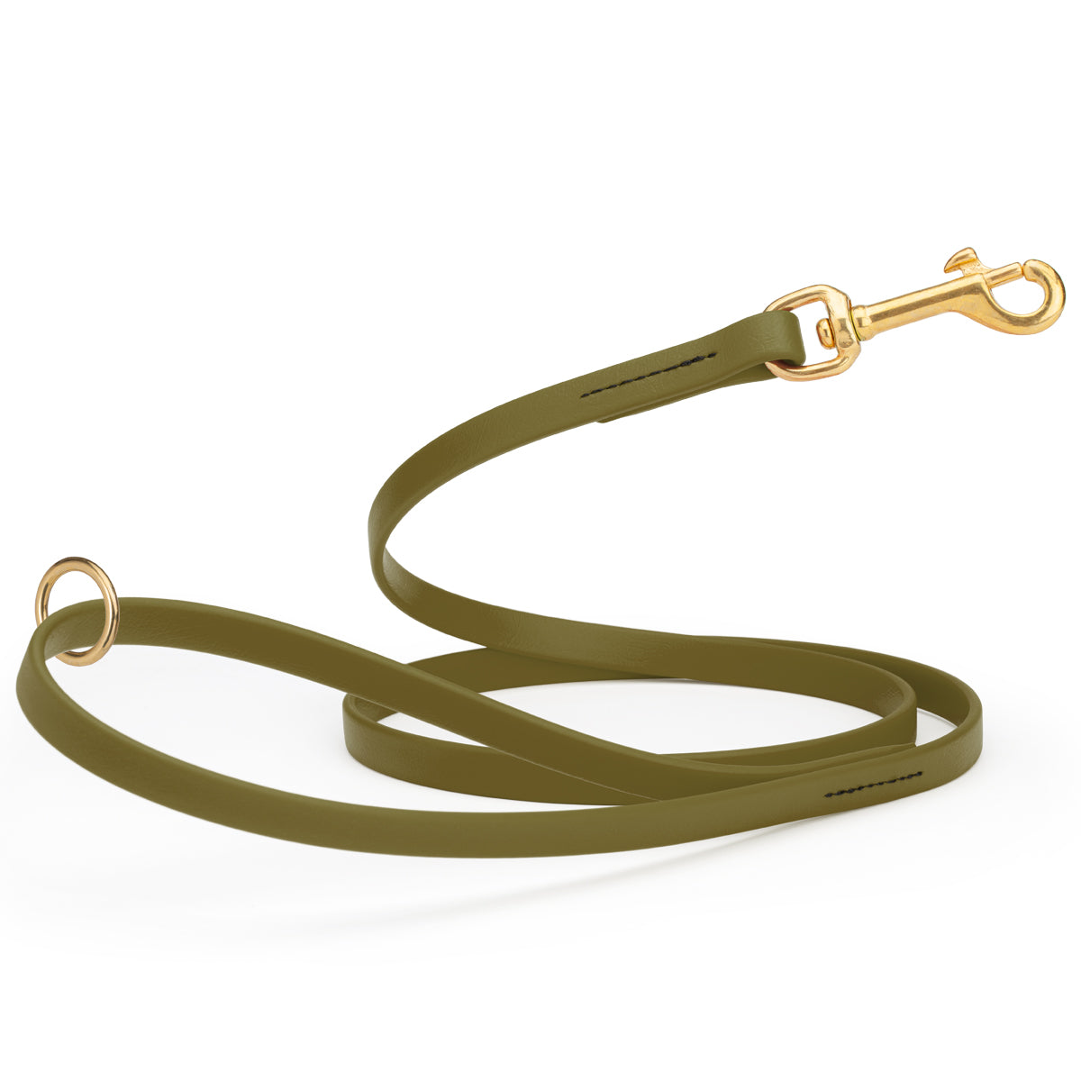 4ft dog leash made from waterproof Biothane, brass hardware, 1/2 inch wide, Olive Drab Green