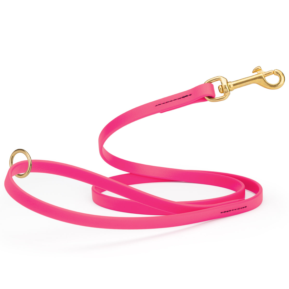 4ft dog leash made from waterproof Biothane, brass hardware, 1/2 inch wide, Passionfruit Pink