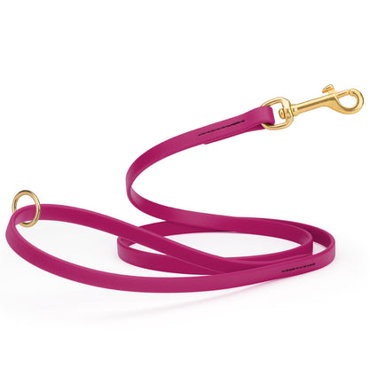 4ft dog leash made from waterproof Biothane, brass hardware, 1/2 inch wide, Magenta Pink