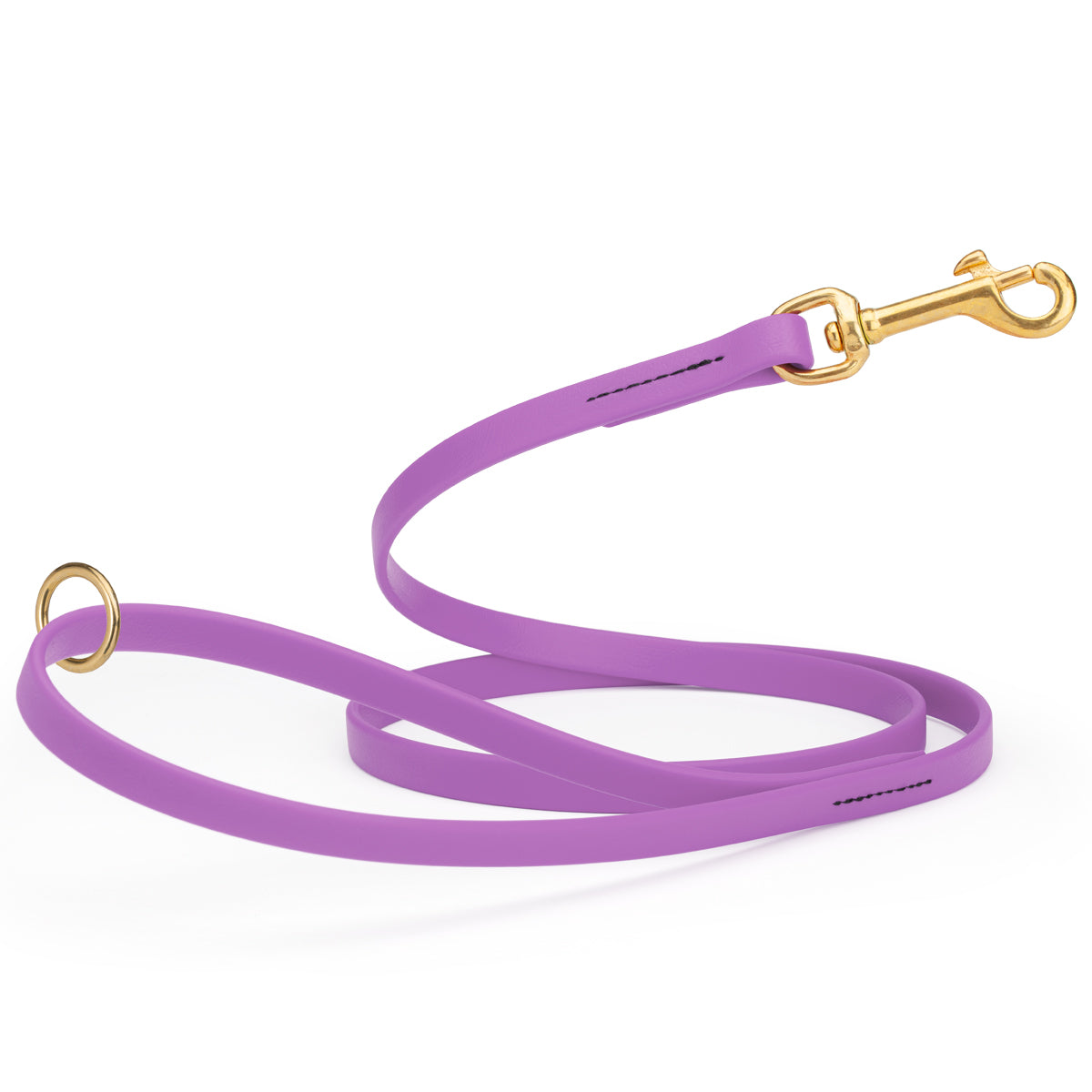 4ft dog leash made from waterproof Biothane, brass hardware, 1/2 inch wide, Amethyst Purple