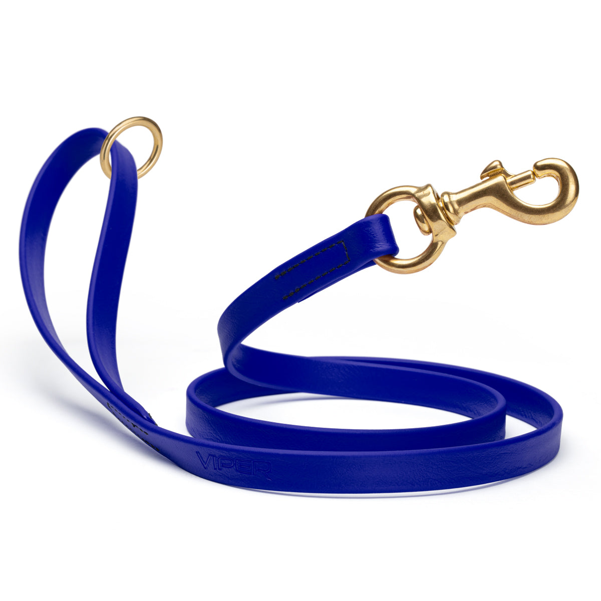 Waterproof Blueberry dog leash with brass hardware, 4 feet long, 5/8 or 3/4 inch wide, made from Biothane