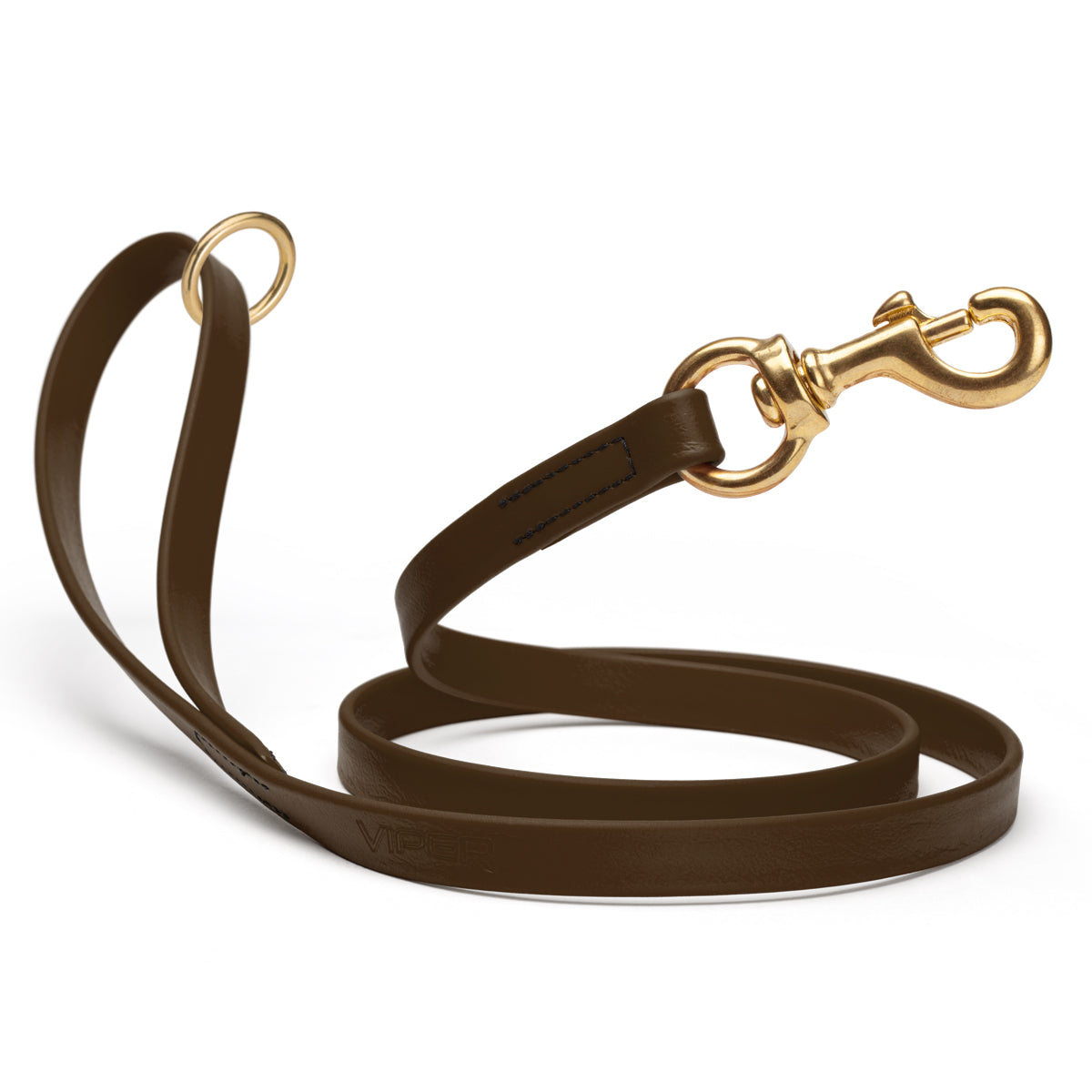 Waterproof Dark Chocolate Brown dog leash with brass hardware, 4 feet long, 5/8 or 3/4 inch wide, made from Biothane