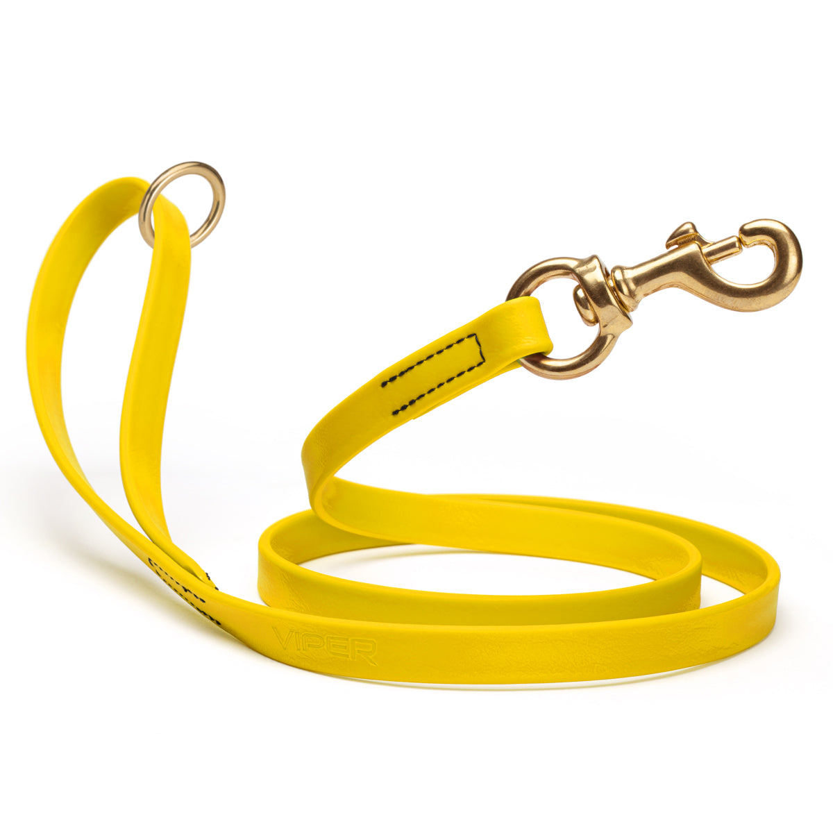 Waterproof Lemon Yellow dog leash with brass hardware, 4 feet long, 5/8 or 3/4 inch wide, made from Biothane