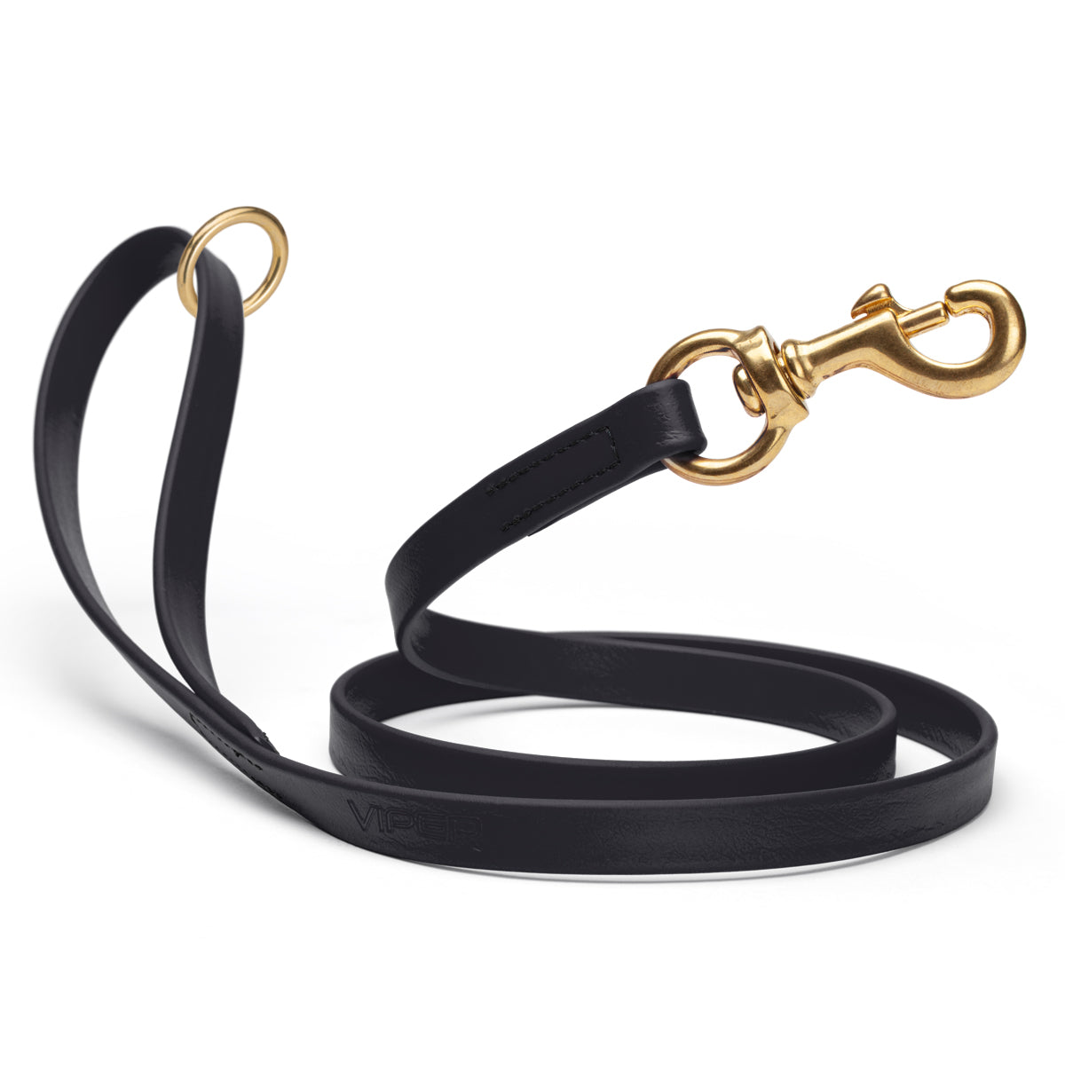 Waterproof Black dog leash with brass hardware, 5/8 or 3/4 inch wide, made from Biothane