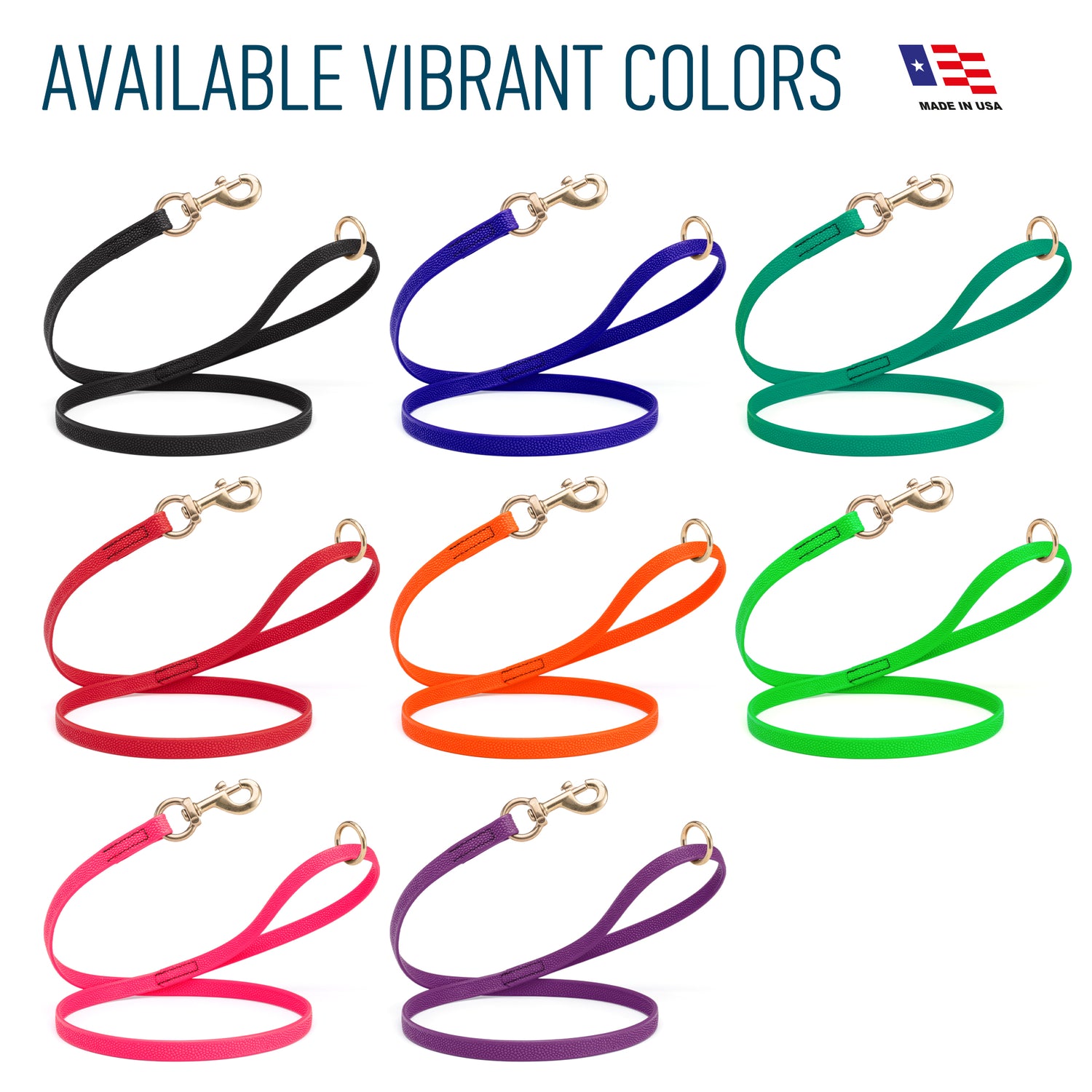 Viper Pebble Emboss BioThane Dog Leash with Solid Brass Hardware