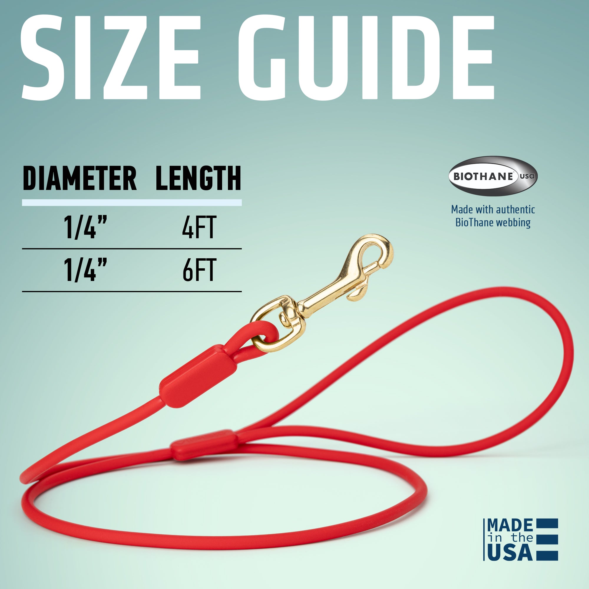 Viper Round Biothane Dog Lead with Brass Hardware