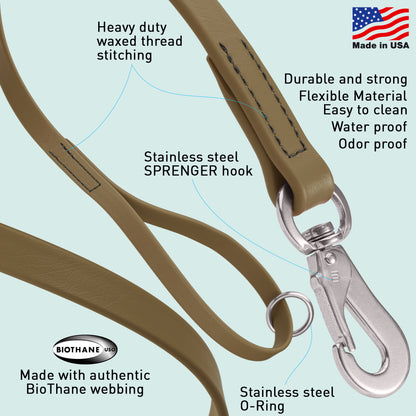 Viper Biothane Dog Leash with SPRENGER Stainless Steel Hook – 4 FT, 6 FT