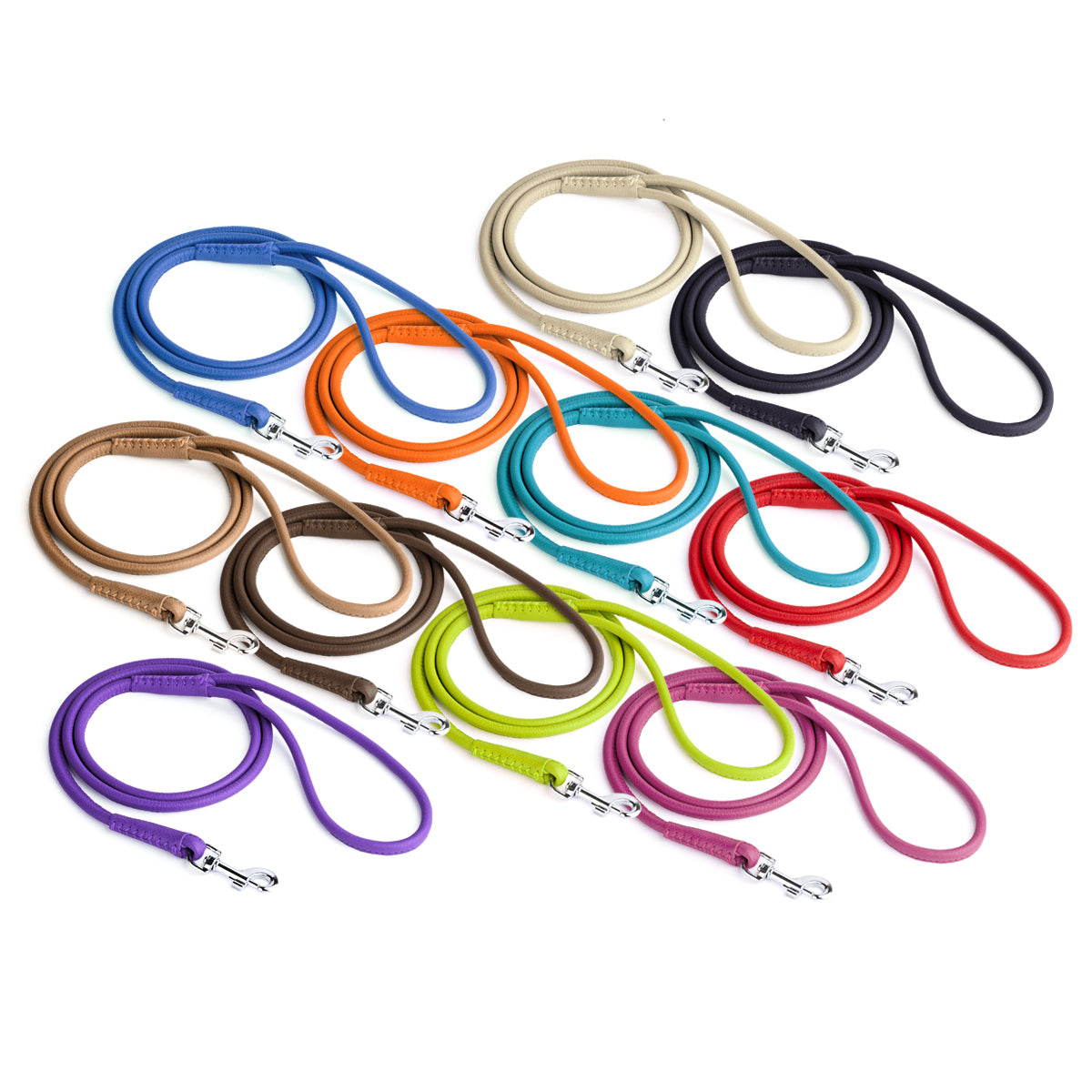 Dogline Soft Leather Round Lead