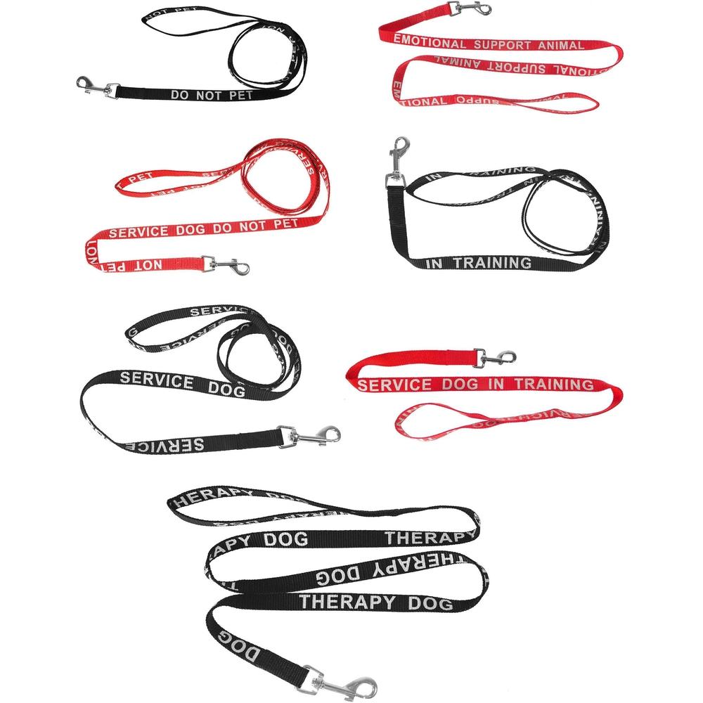 Nylon dog leashes with reflective lettering text, red or black colors